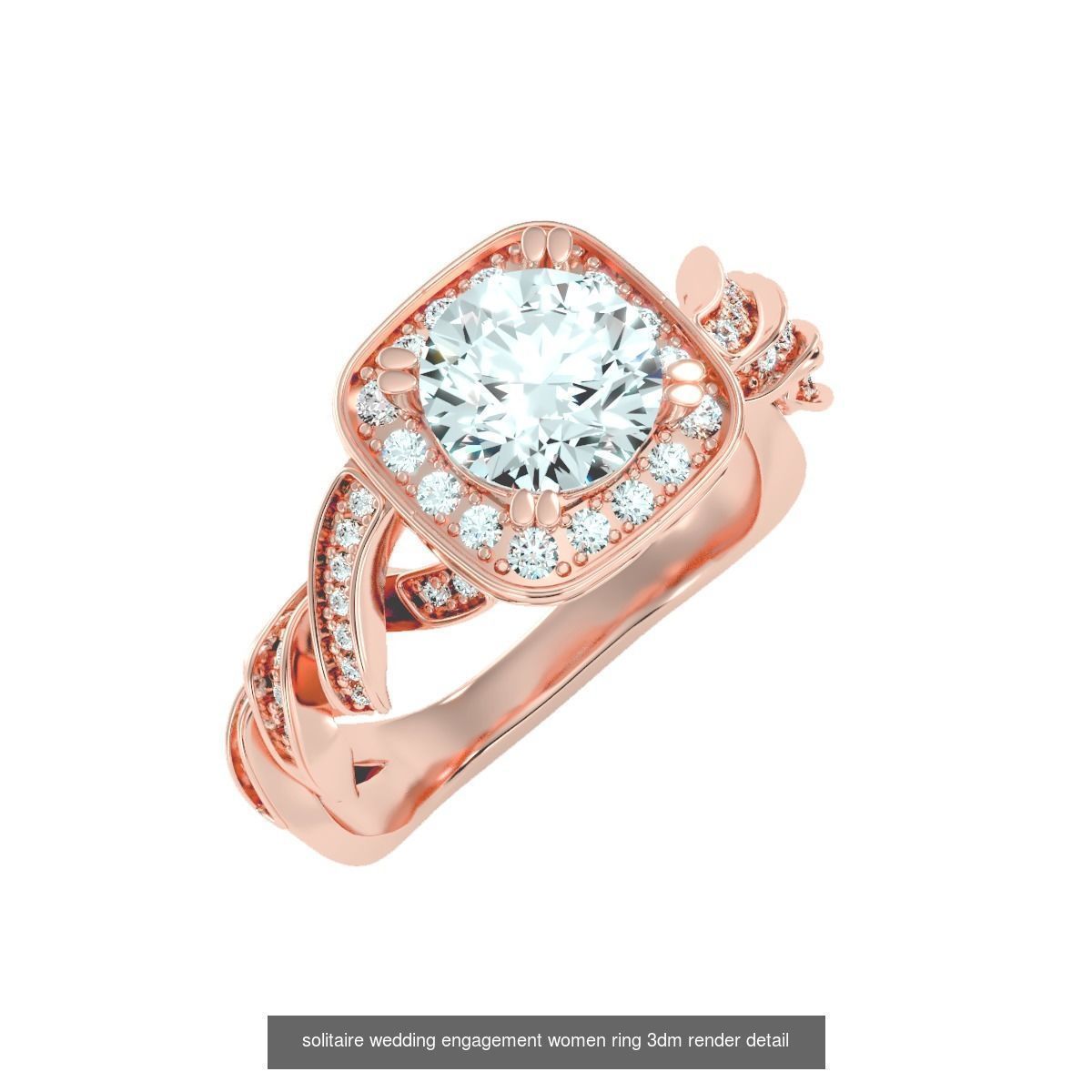 56 Twist Shank Arm solitaire wedding engagement women ring 3D Model Collection_11