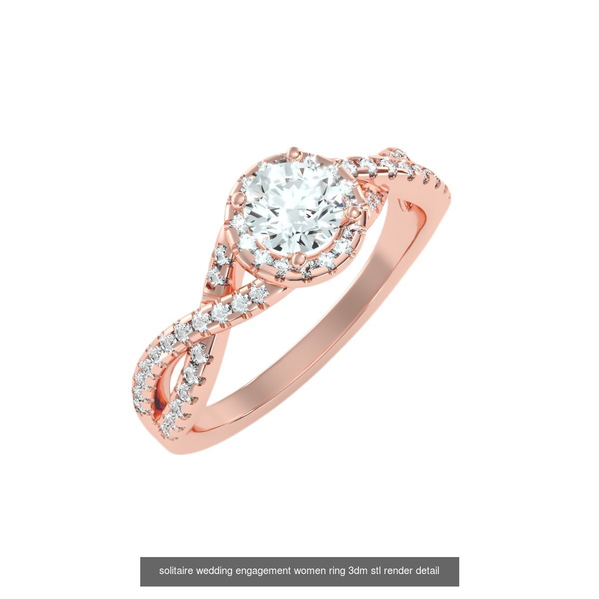 56 Twist Shank Arm solitaire wedding engagement women ring 3D Model Collection_42