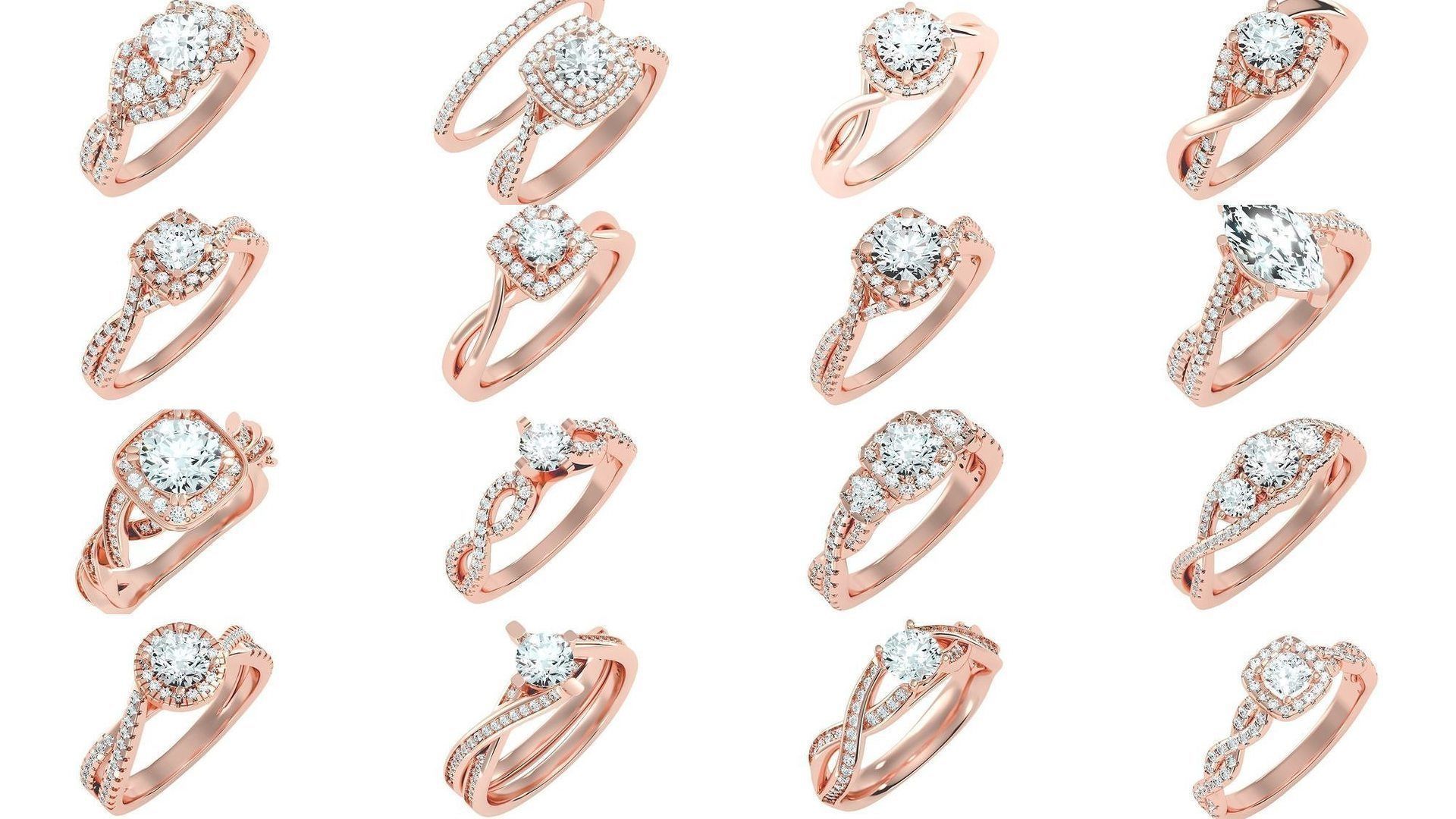 56 Twist Shank Arm solitaire wedding engagement women ring 3D Model Collection_1