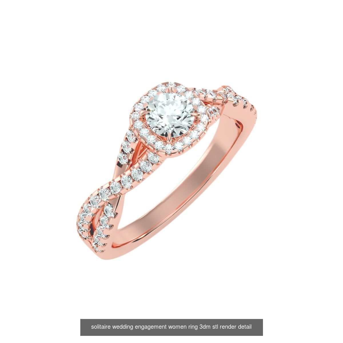 56 Twist Shank Arm solitaire wedding engagement women ring 3D Model Collection_38