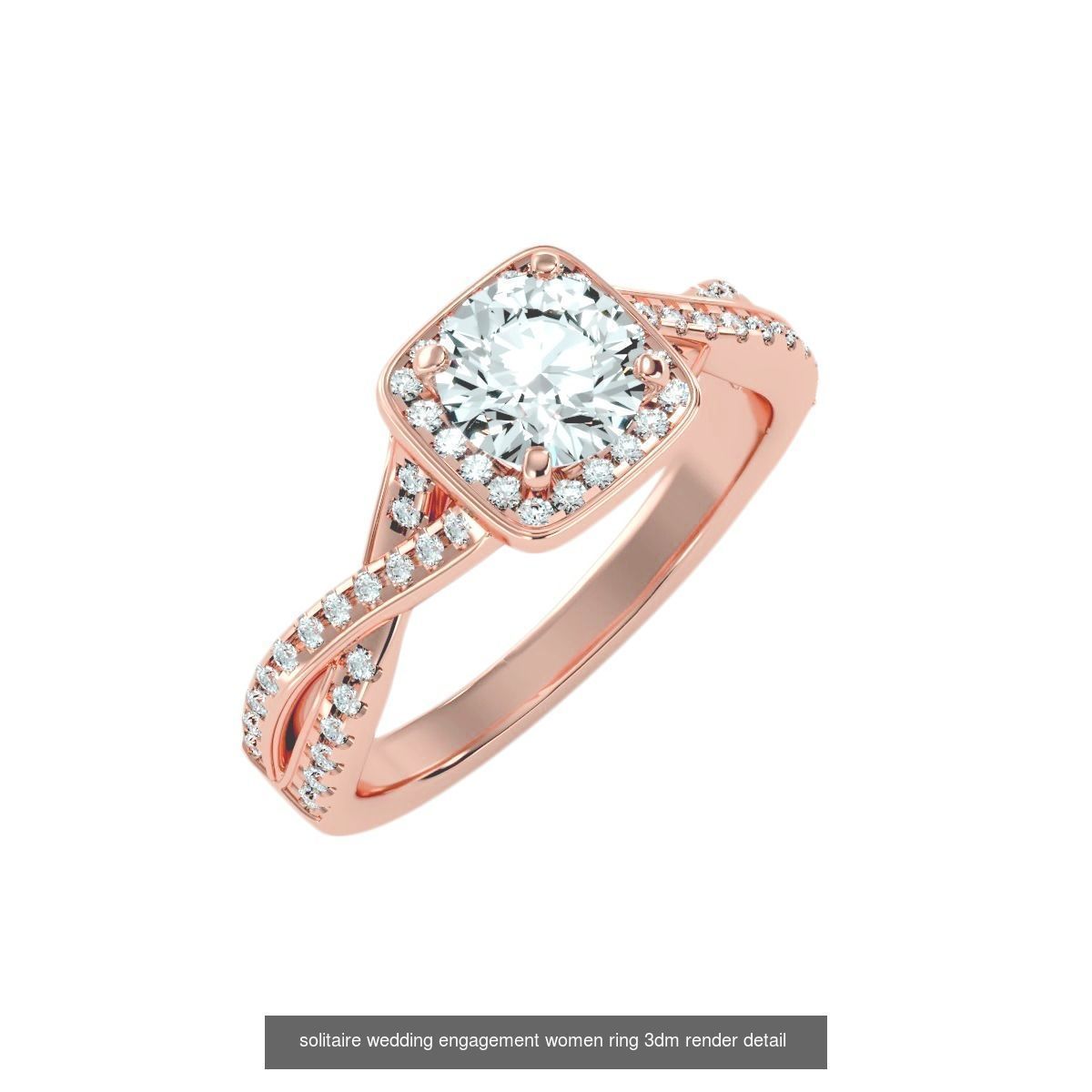 56 Twist Shank Arm solitaire wedding engagement women ring 3D Model Collection_25