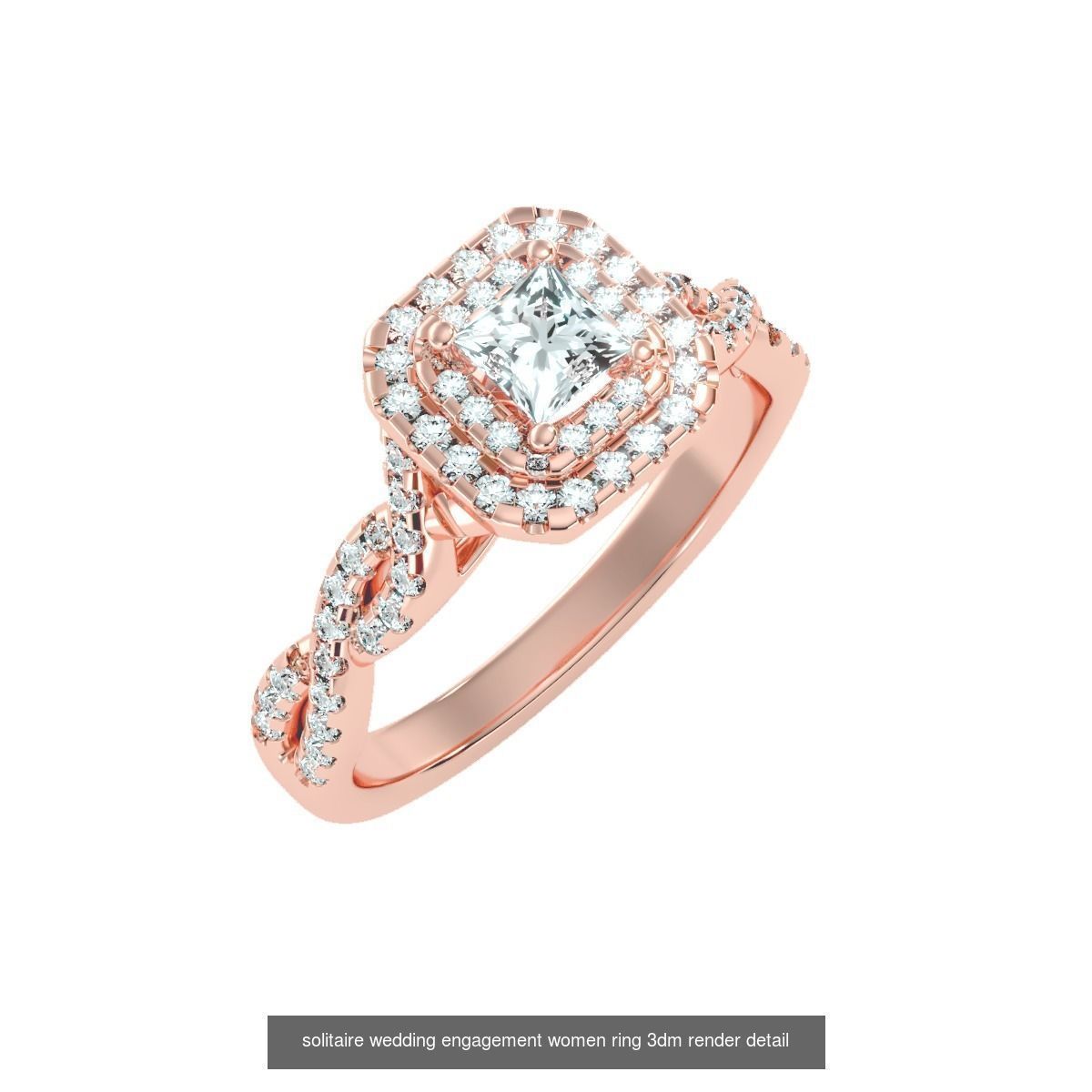 56 Twist Shank Arm solitaire wedding engagement women ring 3D Model Collection_33