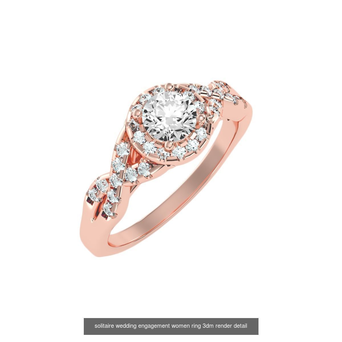 56 Twist Shank Arm solitaire wedding engagement women ring 3D Model Collection_40