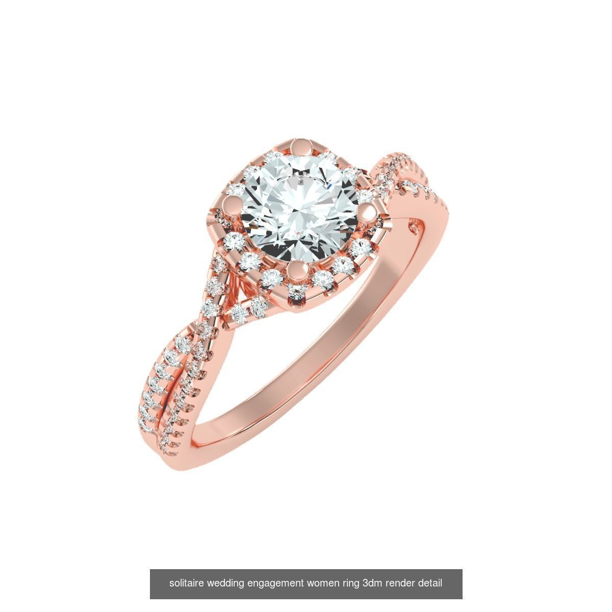 56 Twist Shank Arm solitaire wedding engagement women ring 3D Model Collection_9