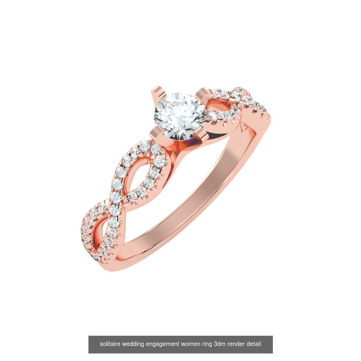 56 Twist Shank Arm solitaire wedding engagement women ring 3D Model Collection_12