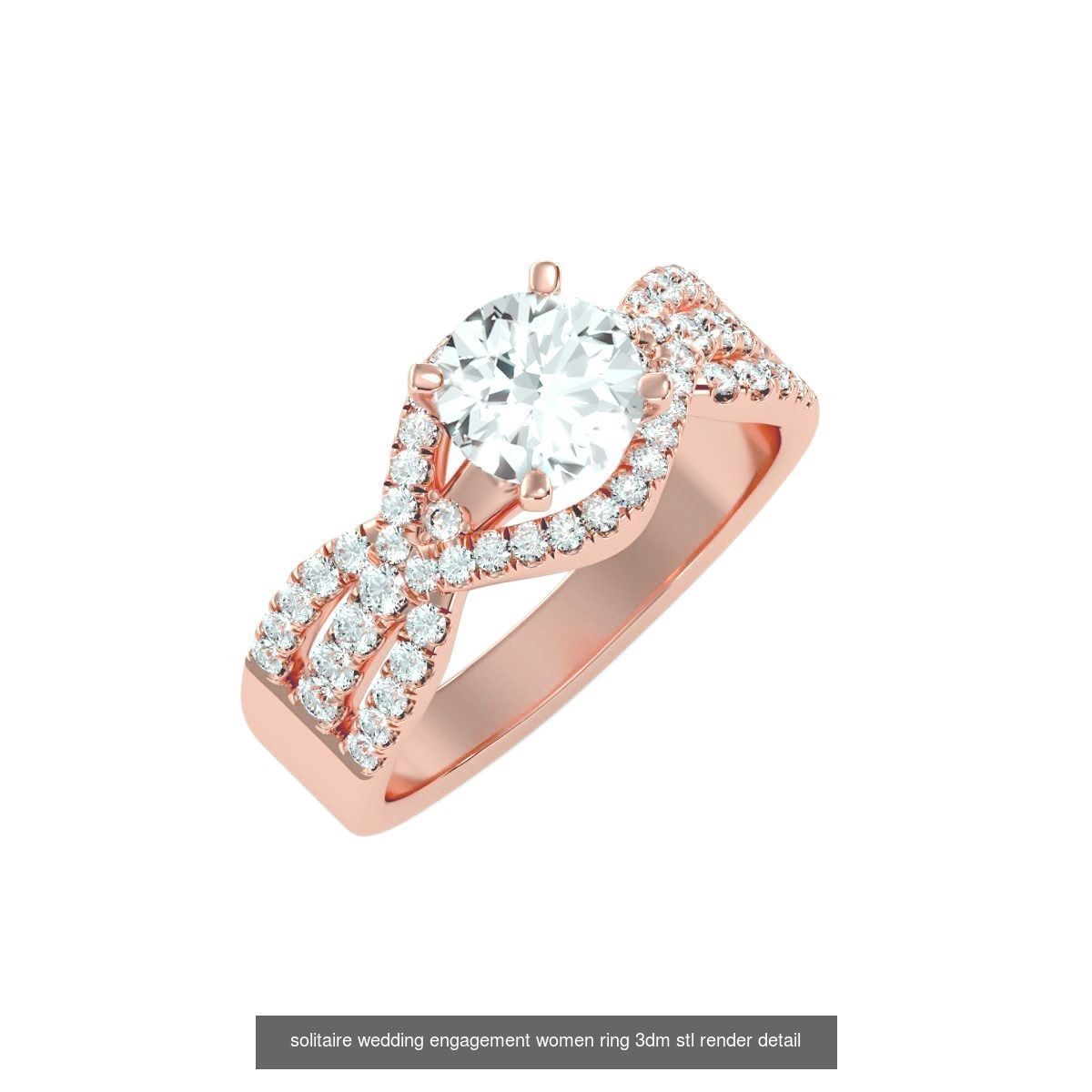 56 Twist Shank Arm solitaire wedding engagement women ring 3D Model Collection_48