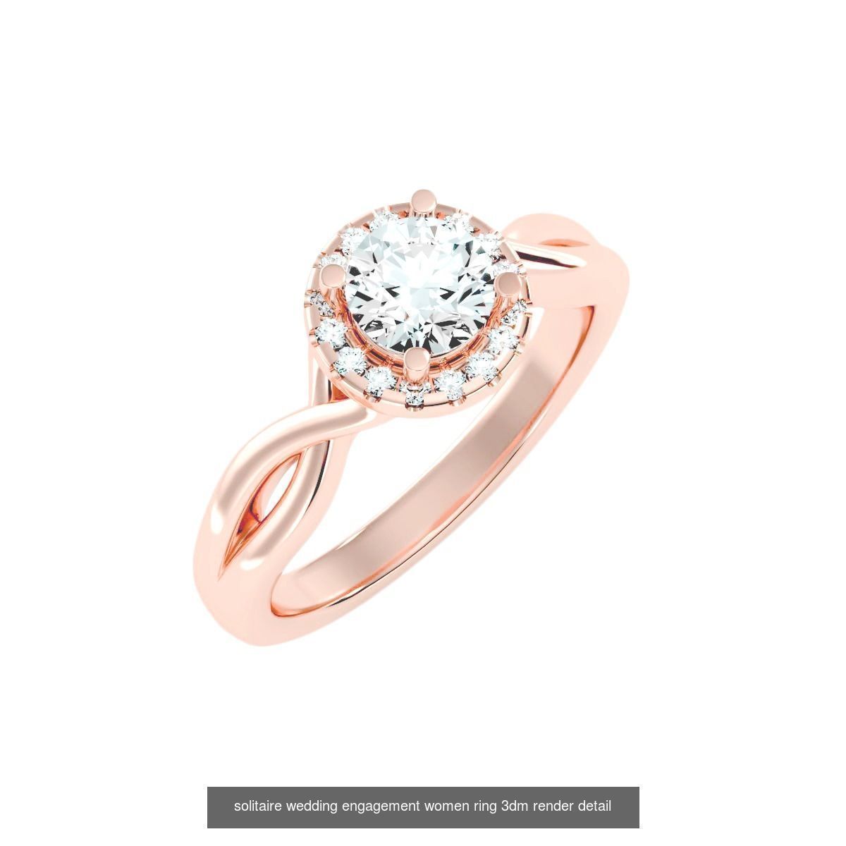 56 Twist Shank Arm solitaire wedding engagement women ring 3D Model Collection_5