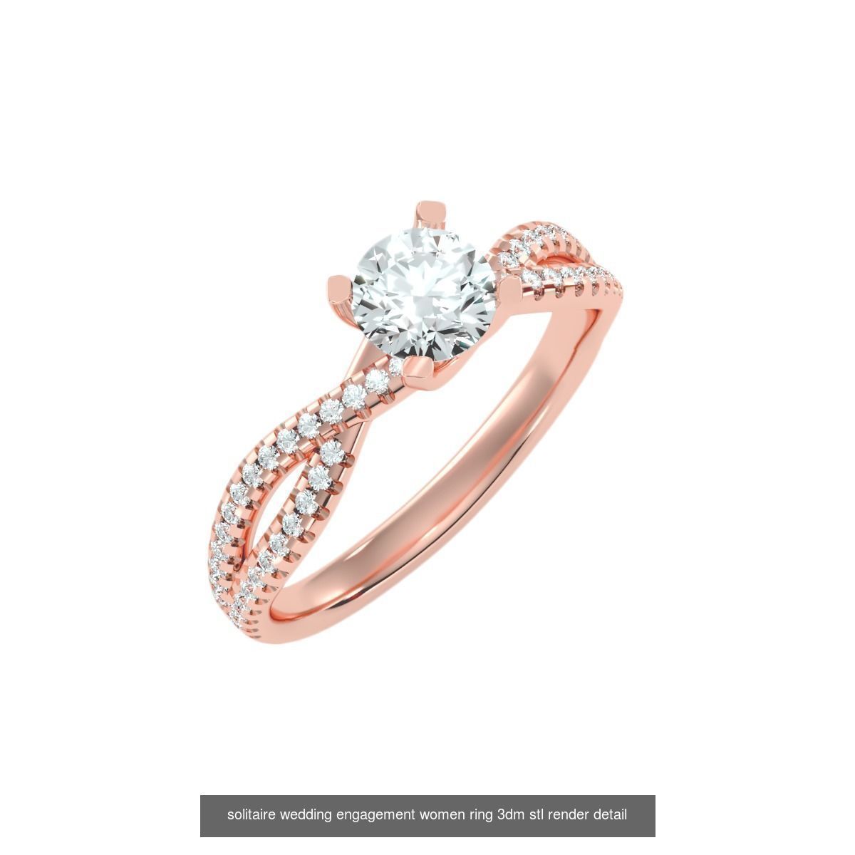 56 Twist Shank Arm solitaire wedding engagement women ring 3D Model Collection_44