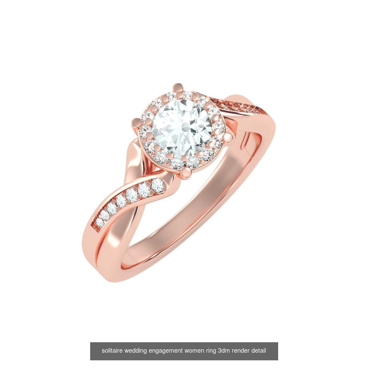 56 Twist Shank Arm solitaire wedding engagement women ring 3D Model Collection_30