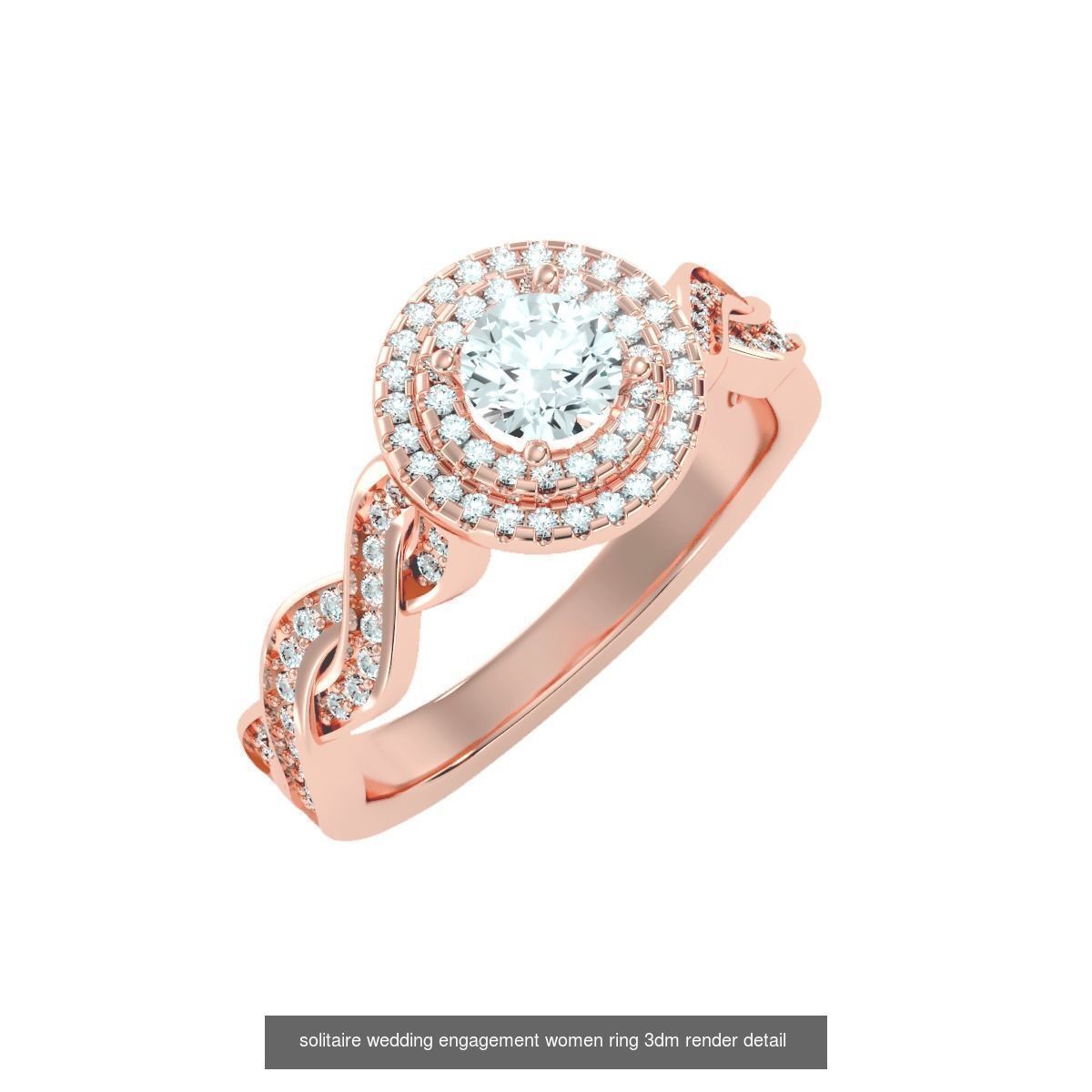 56 Twist Shank Arm solitaire wedding engagement women ring 3D Model Collection_23