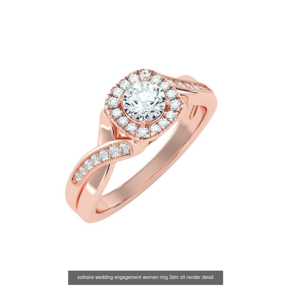 56 Twist Shank Arm solitaire wedding engagement women ring 3D Model Collection_54