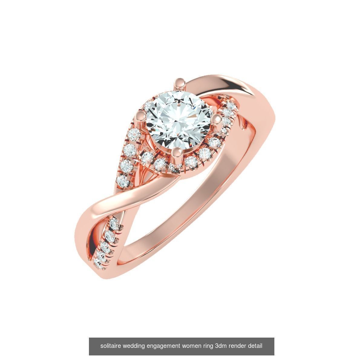 56 Twist Shank Arm solitaire wedding engagement women ring 3D Model Collection_6