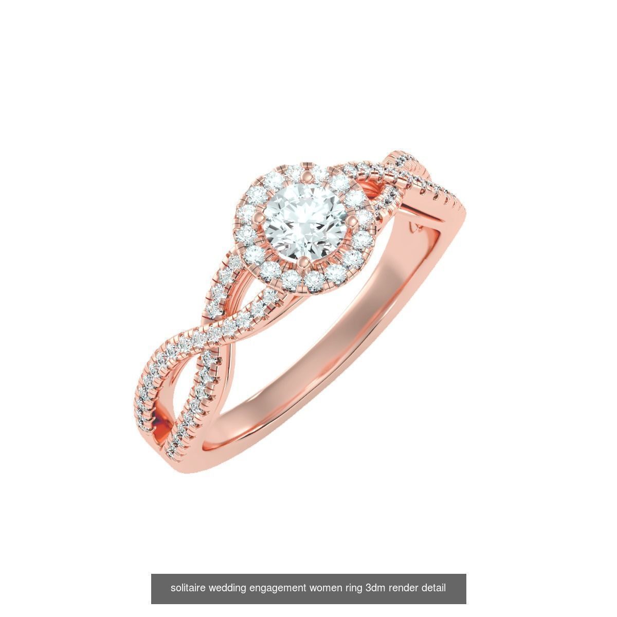 56 Twist Shank Arm solitaire wedding engagement women ring 3D Model Collection_27