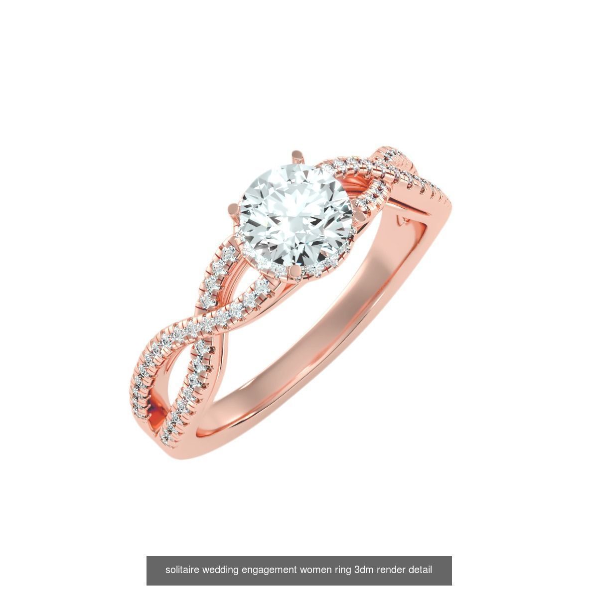 56 Twist Shank Arm solitaire wedding engagement women ring 3D Model Collection_28