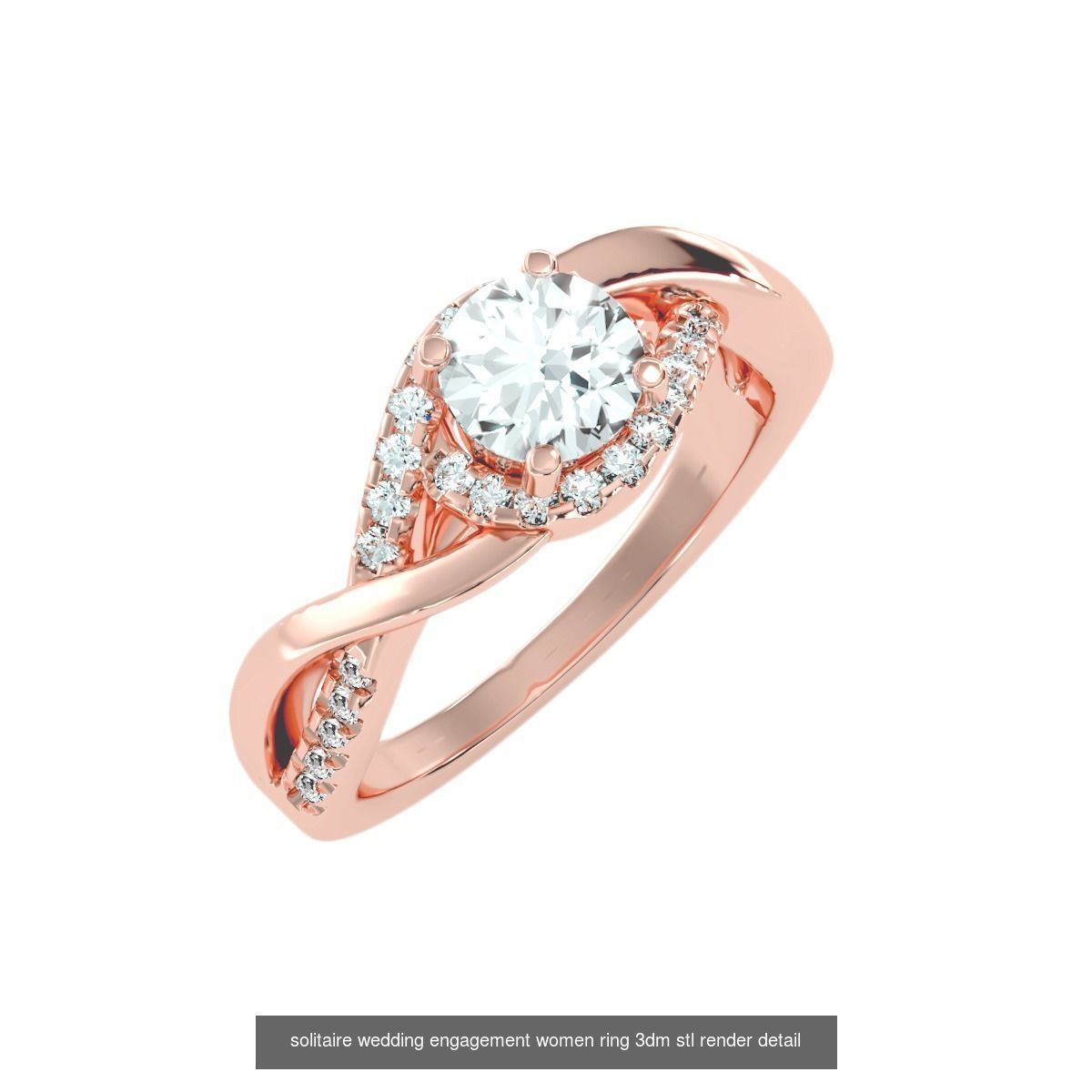 56 Twist Shank Arm solitaire wedding engagement women ring 3D Model Collection_45