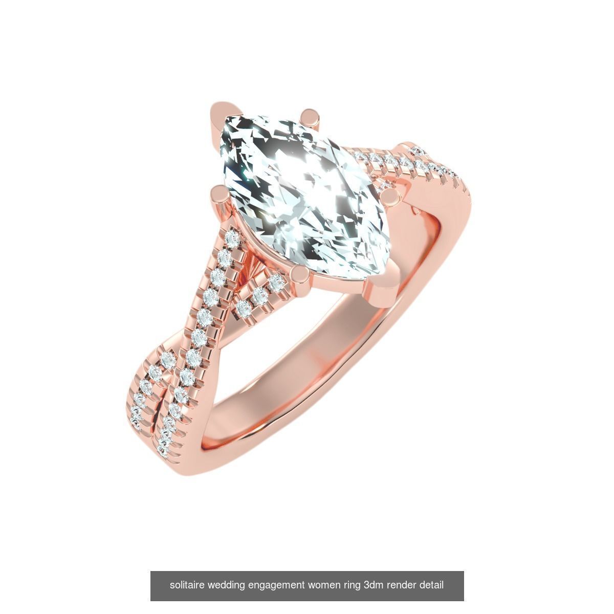 56 Twist Shank Arm solitaire wedding engagement women ring 3D Model Collection_10
