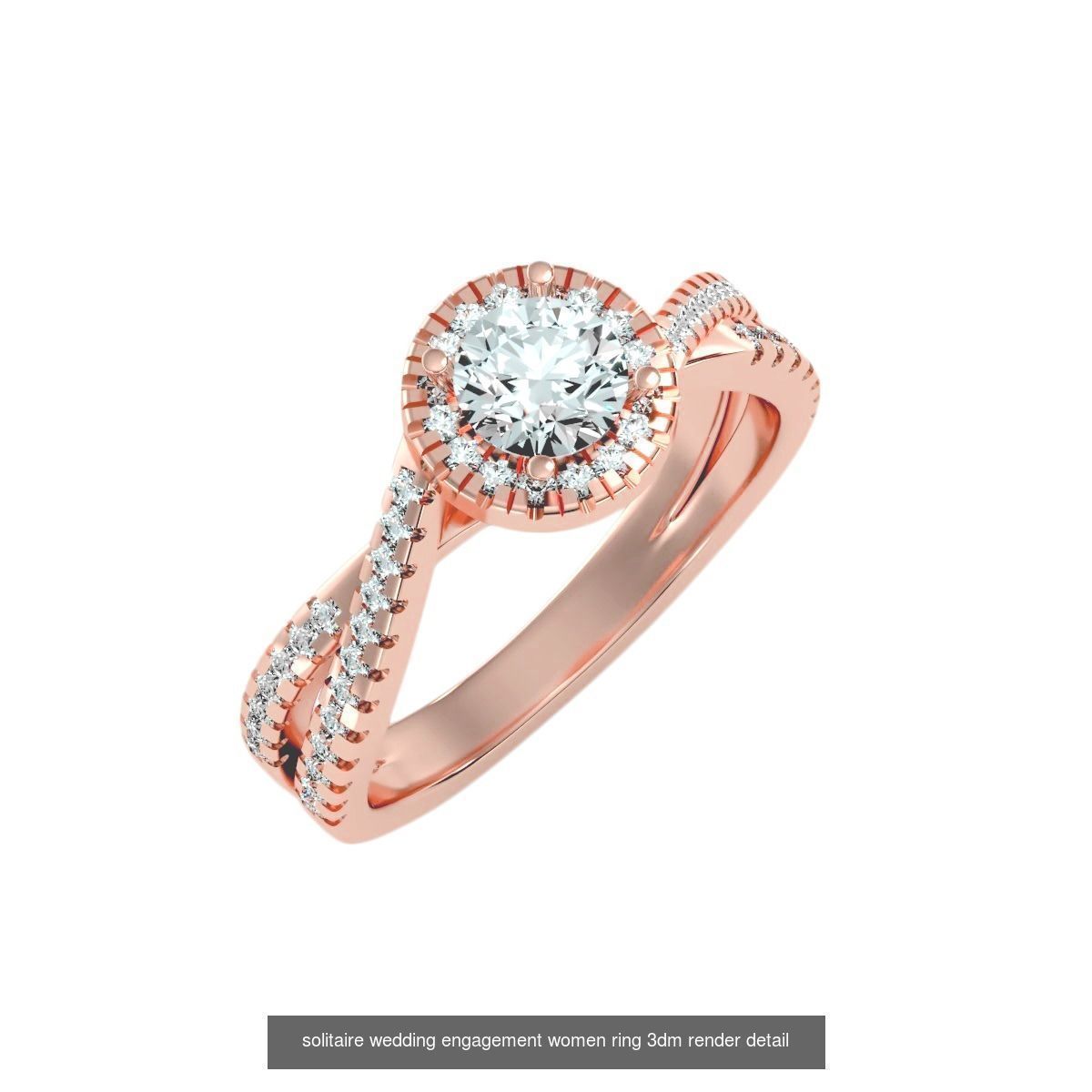 56 Twist Shank Arm solitaire wedding engagement women ring 3D Model Collection_15