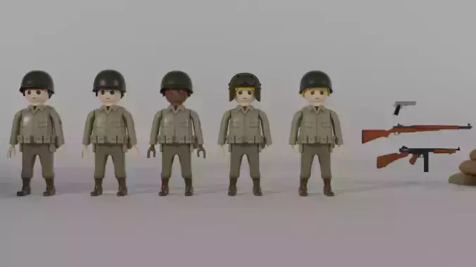 Soldiers and Weapons Low-poly 3D model