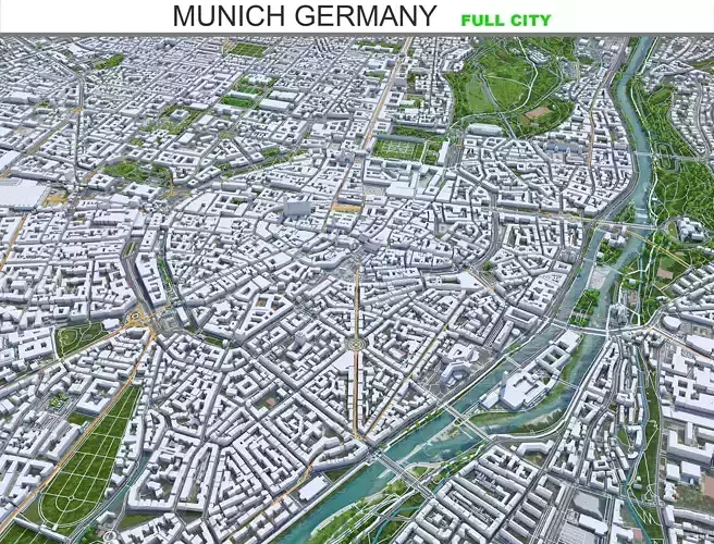 Munich City Germany Low-poly 3D model