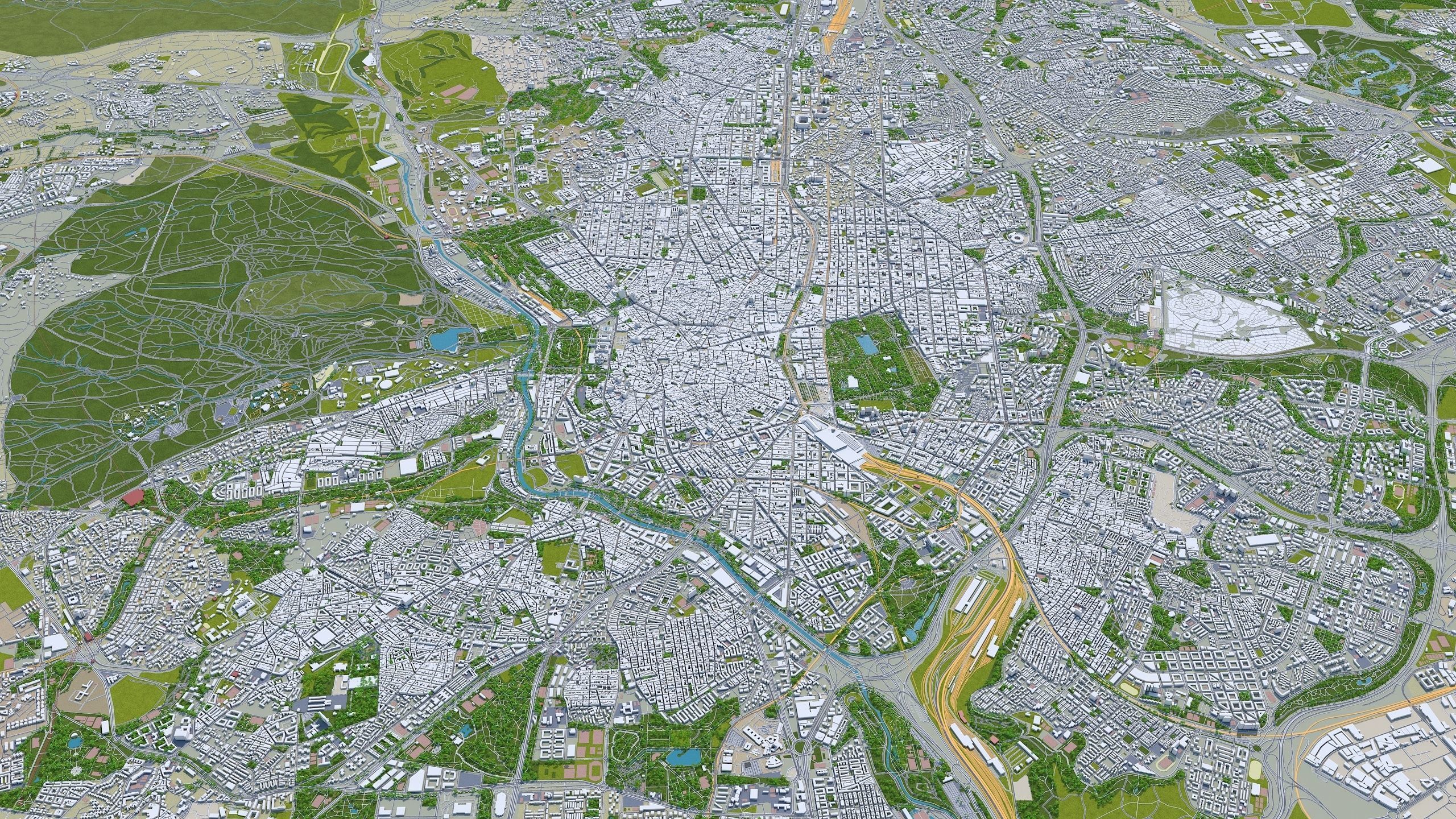 Madrid City in Spain Low-poly 3D model_9