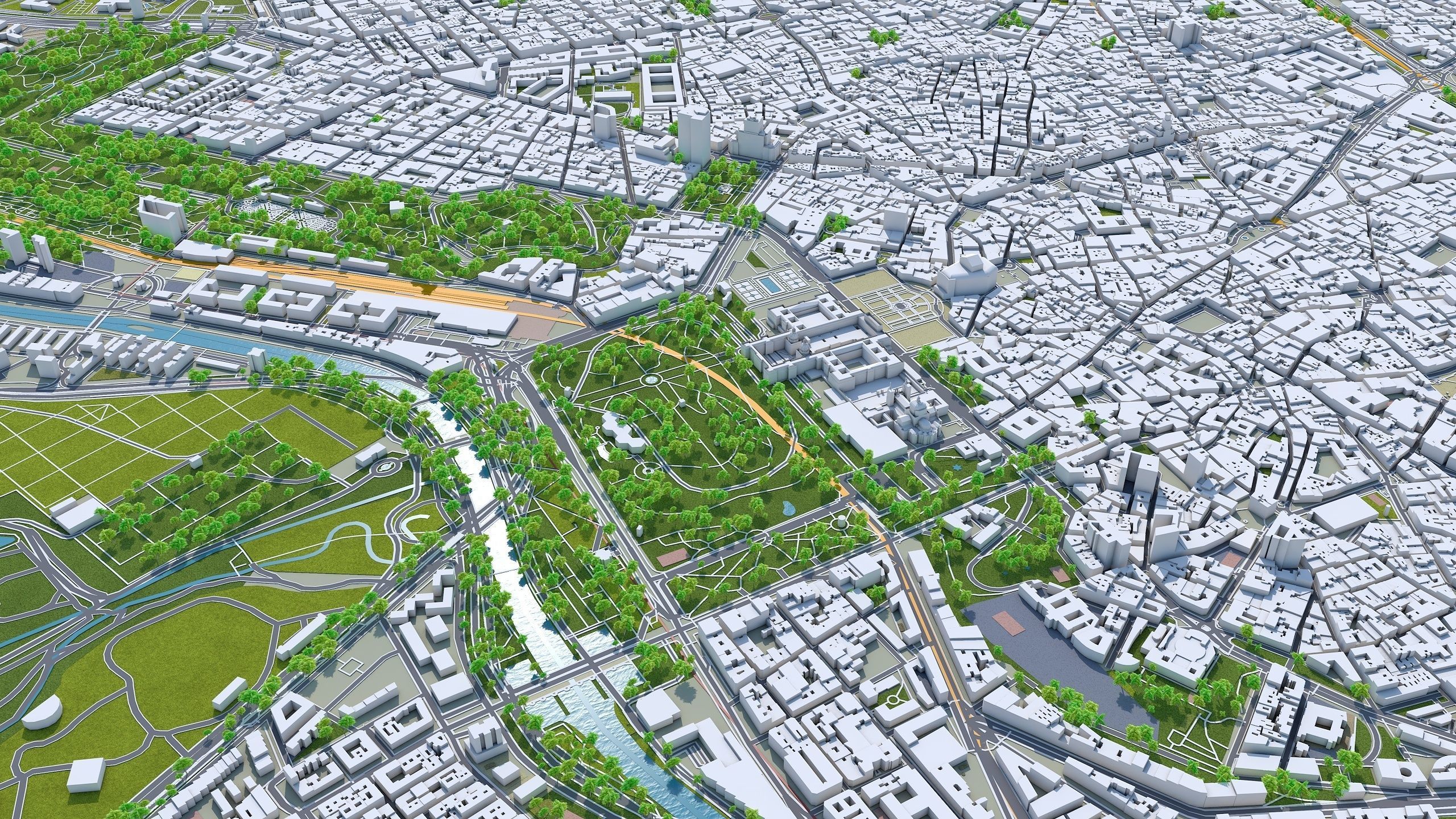 Madrid City in Spain Low-poly 3D model_6