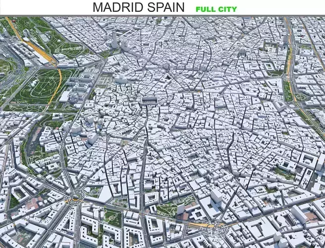 Madrid City in Spain Low-poly 3D model