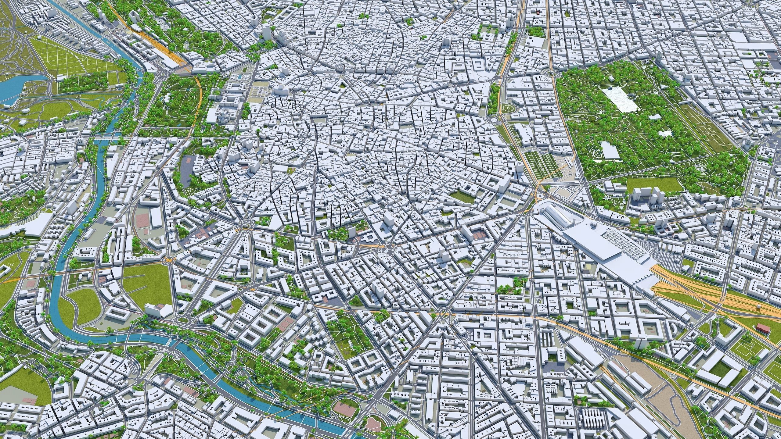 Madrid City in Spain Low-poly 3D model_8