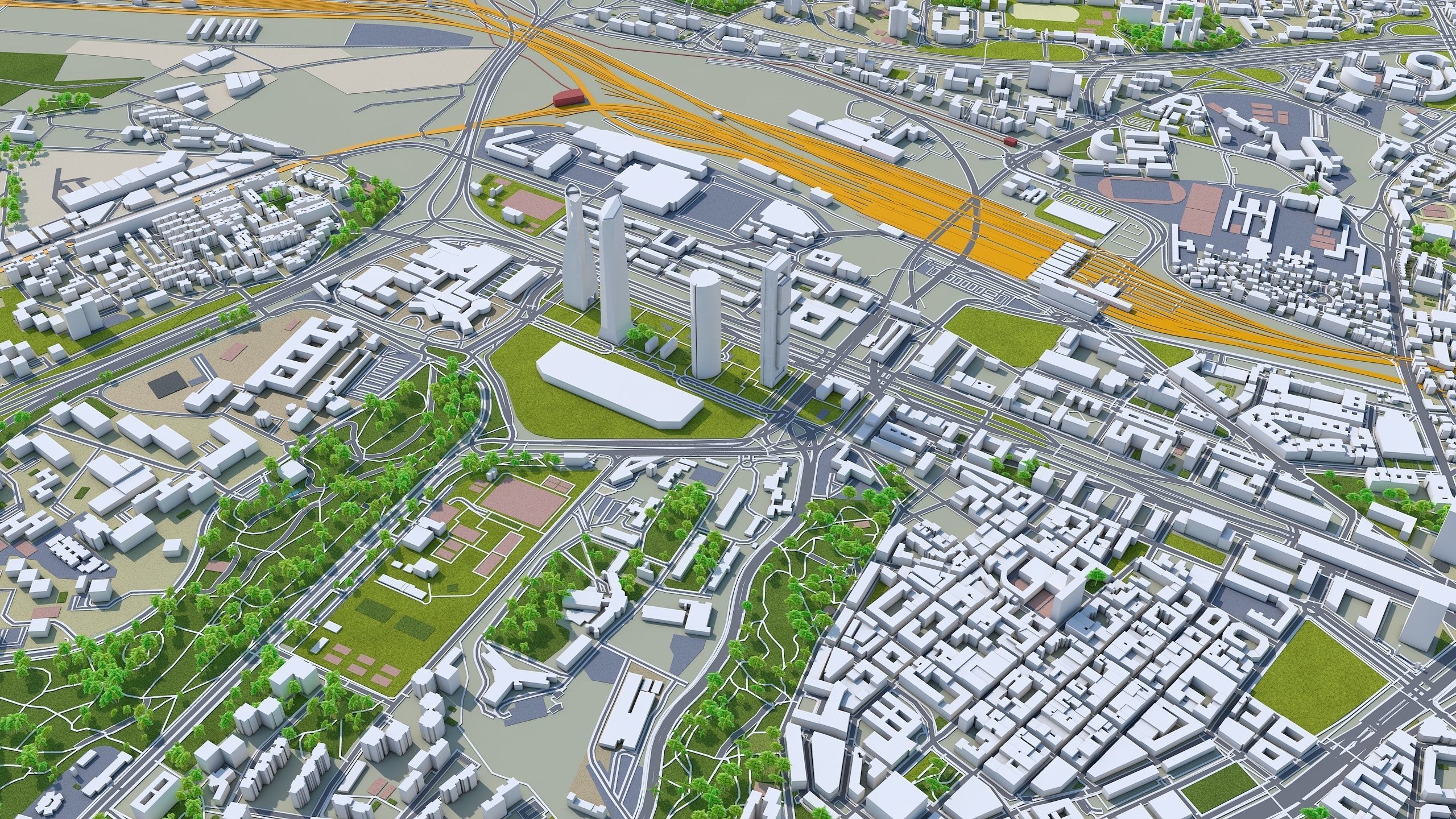 Madrid City in Spain Low-poly 3D model_10