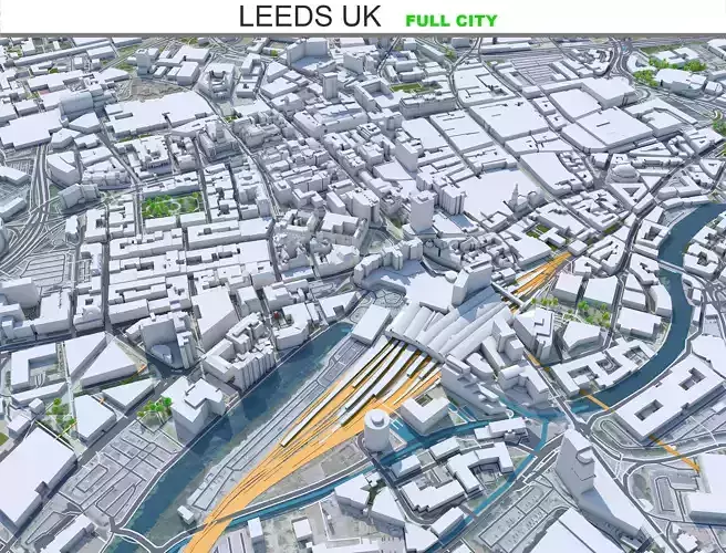 Leeds City United Kingdom Low-poly 3D model