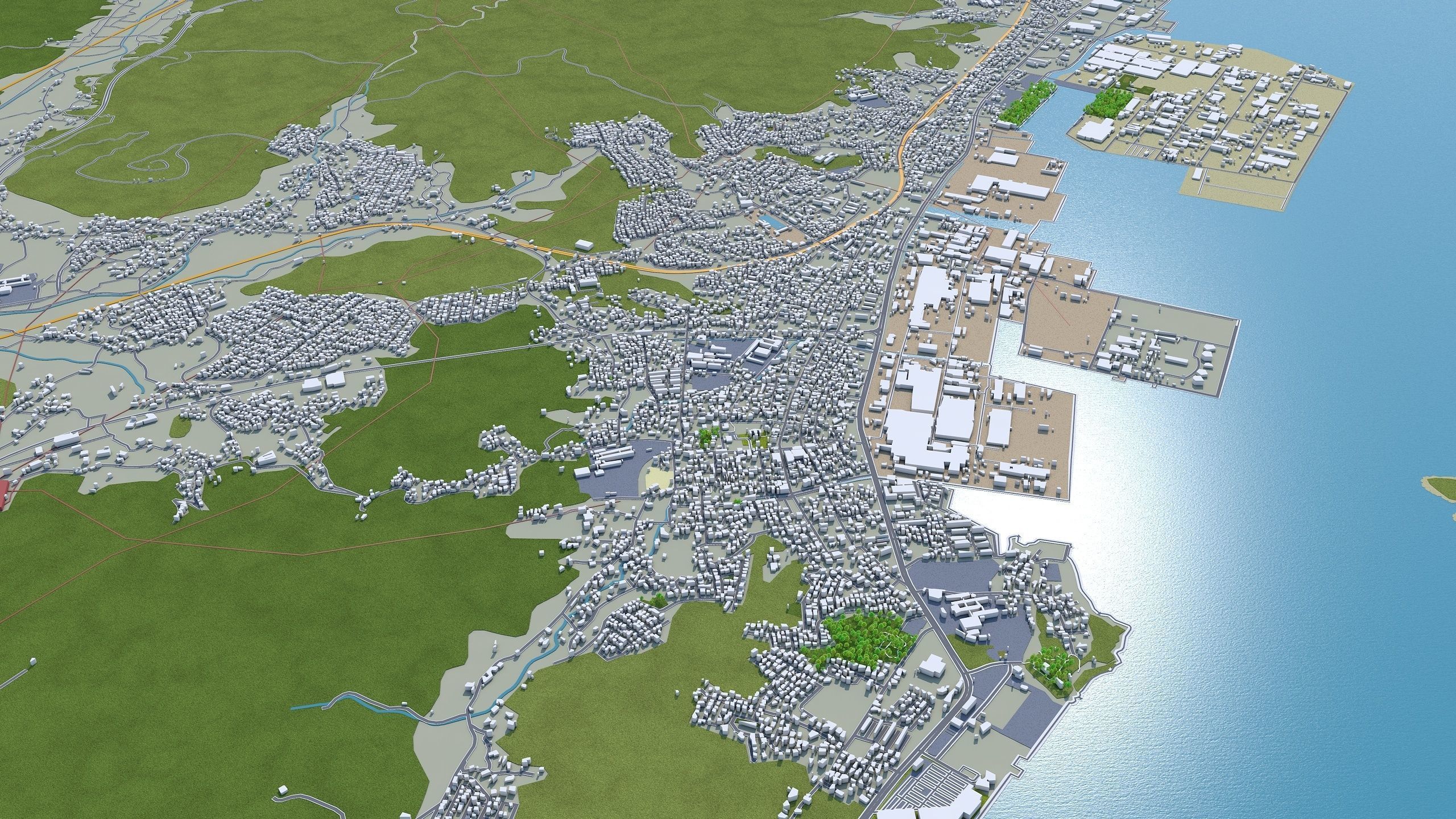 Kitakyushu Japan 50km Low-poly 3D model_7