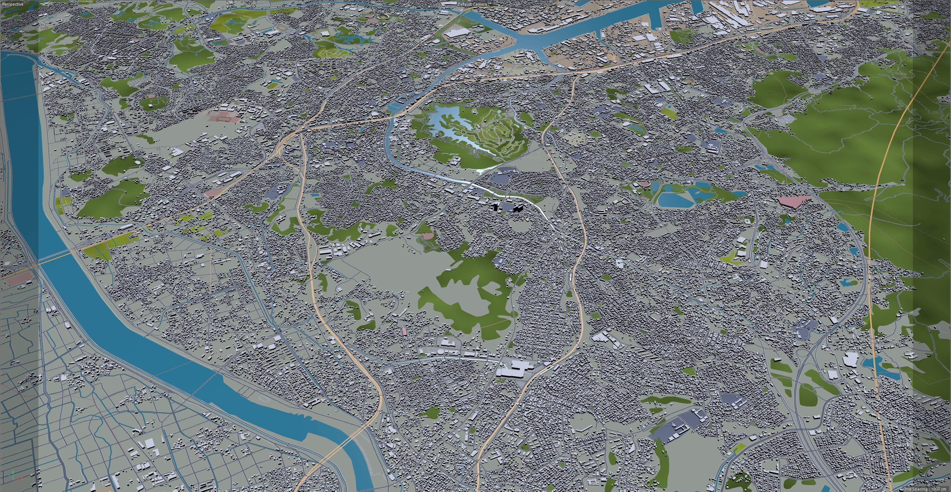Kitakyushu Japan 50km Low-poly 3D model_24