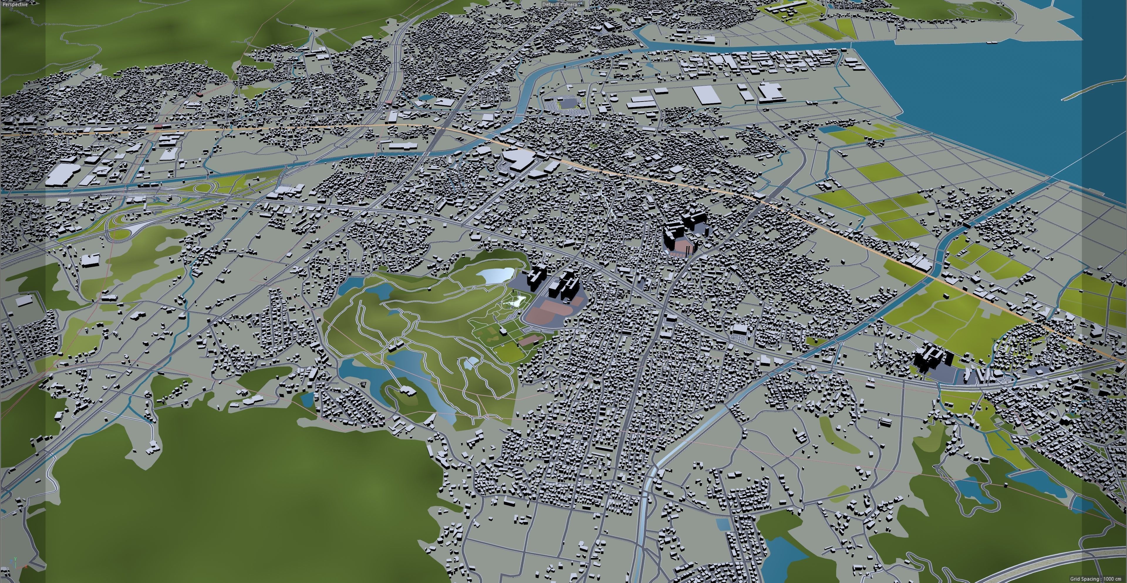 Kitakyushu Japan 50km Low-poly 3D model_27