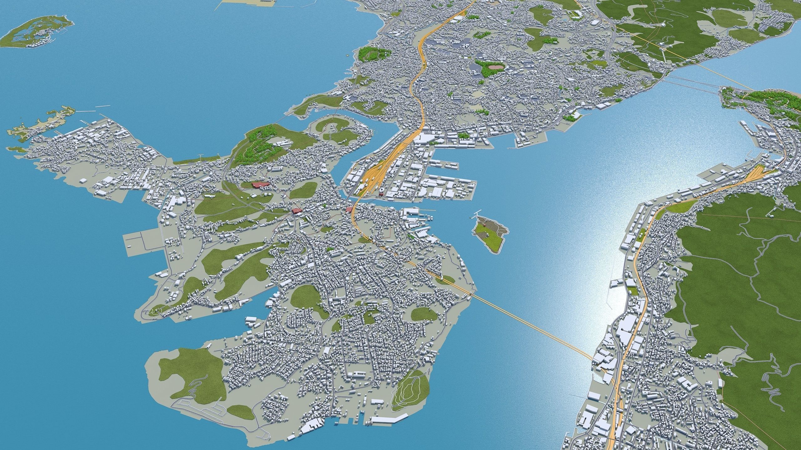 Kitakyushu Japan 50km Low-poly 3D model_8