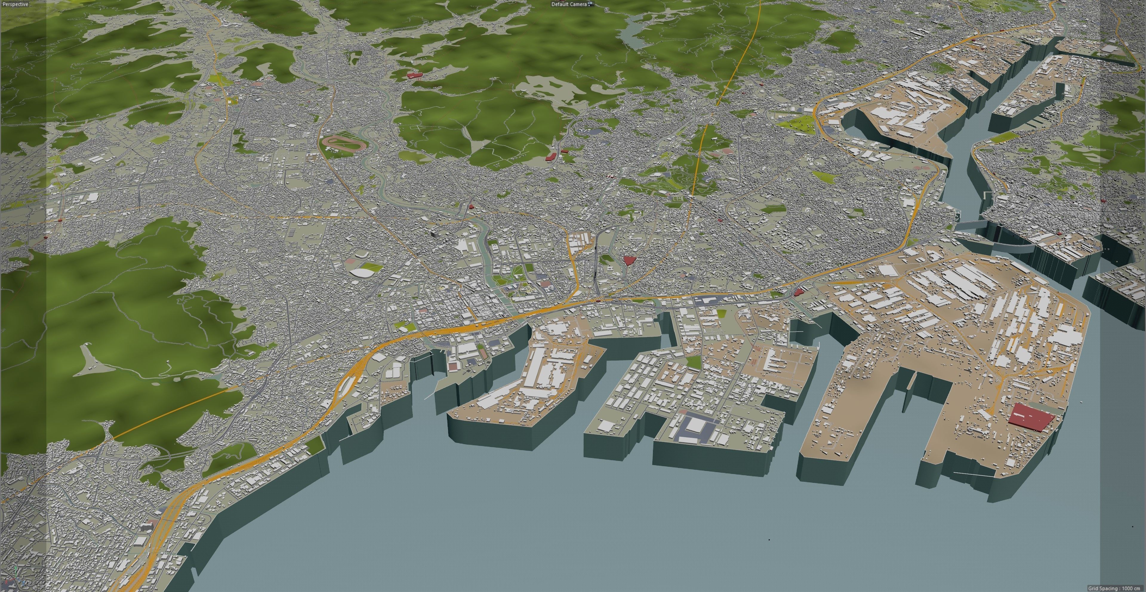 Kitakyushu Japan 50km Low-poly 3D model_30