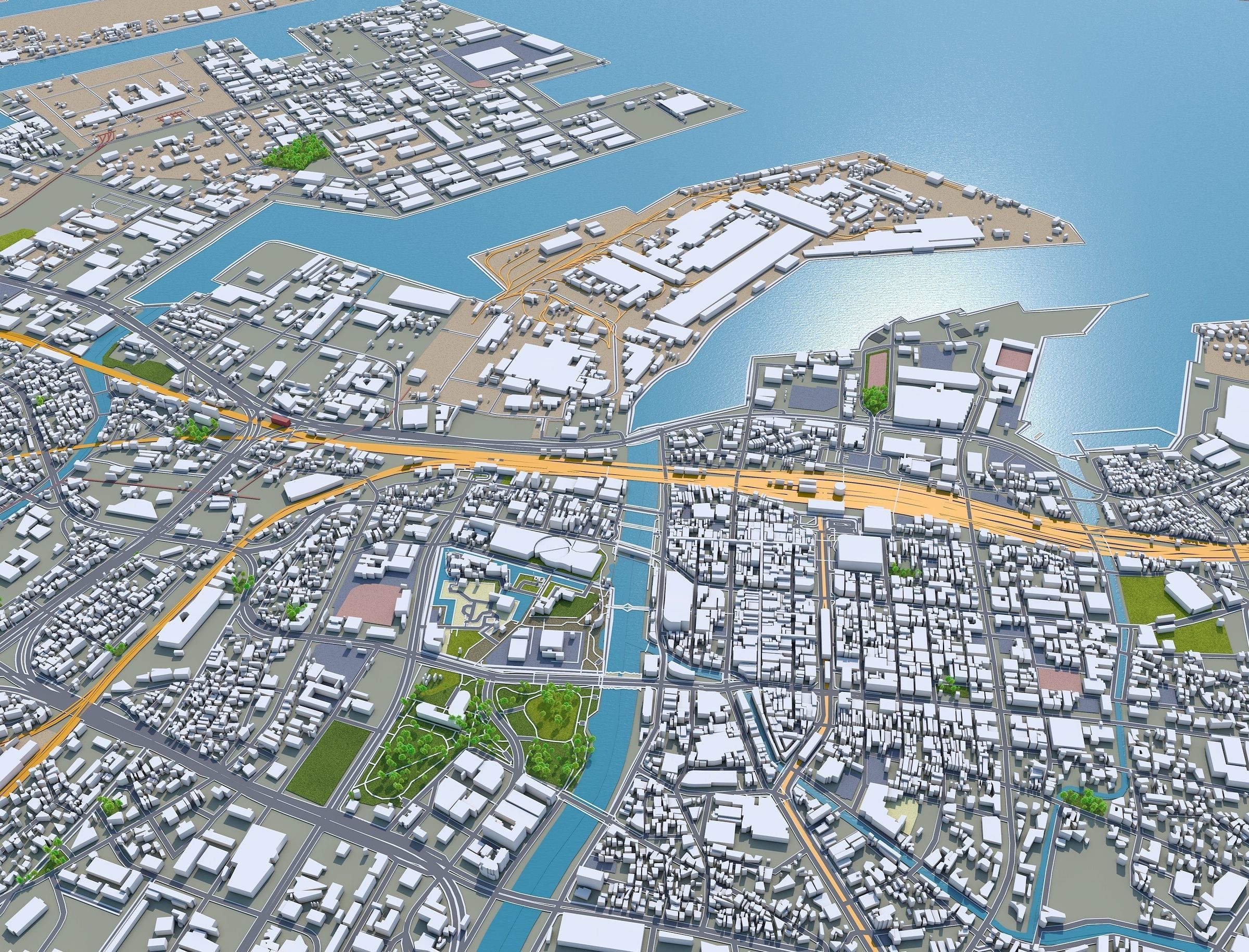 Kitakyushu Japan 50km Low-poly 3D model_31