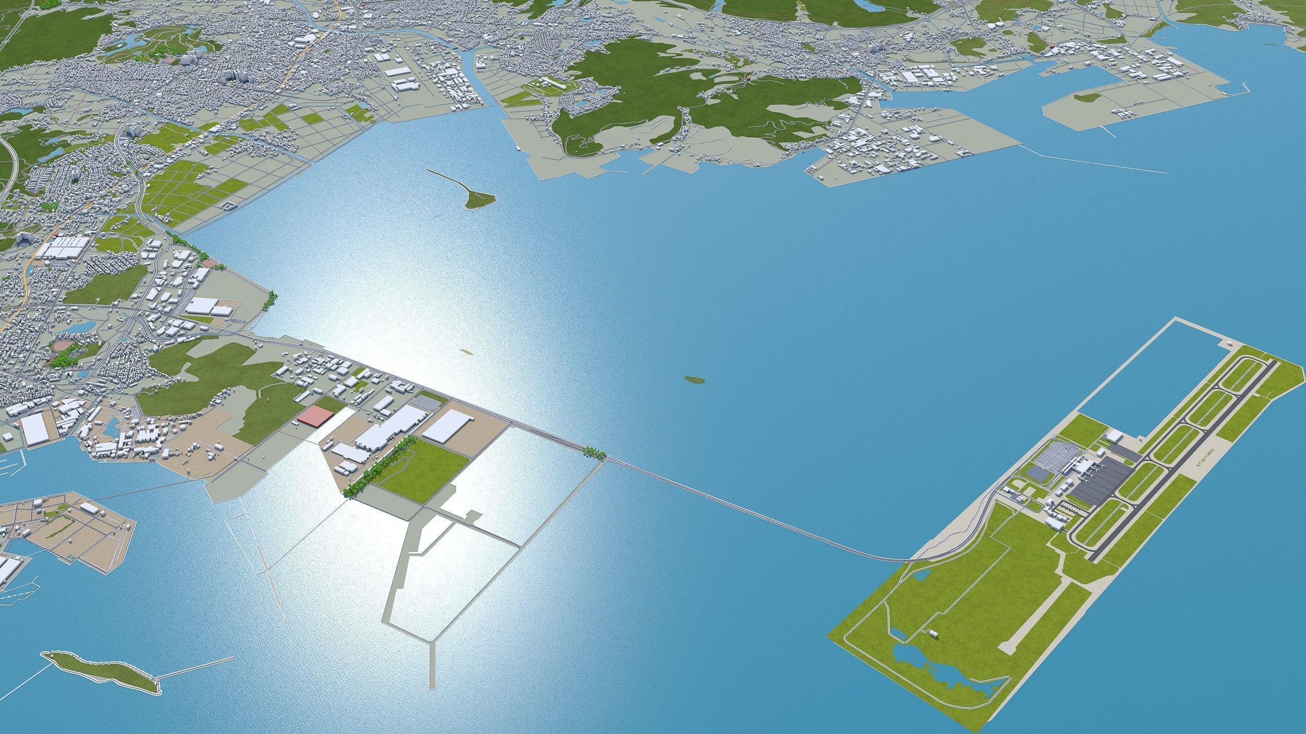 Kitakyushu Japan 50km Low-poly 3D model_10