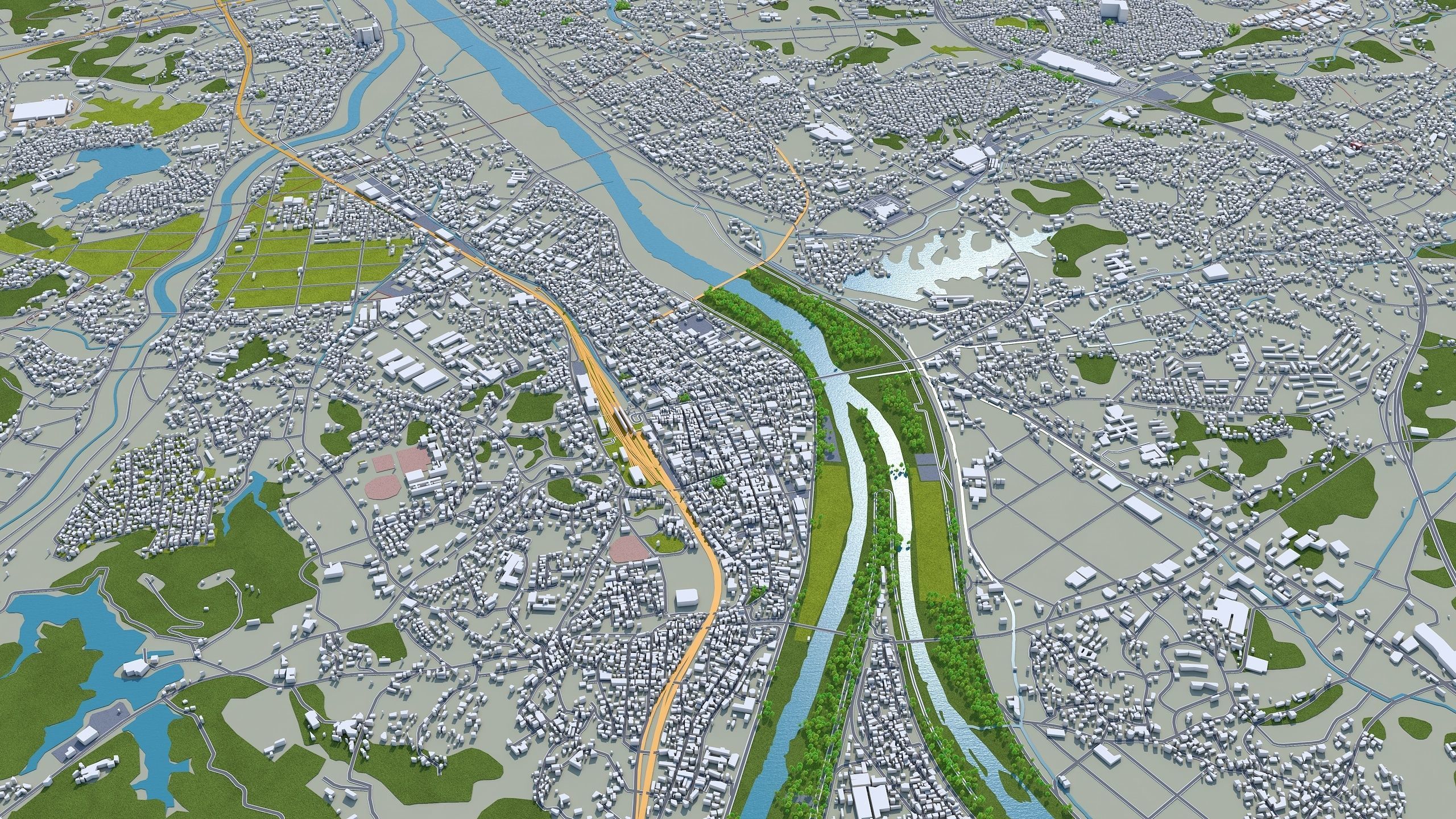 Kitakyushu Japan 50km Low-poly 3D model_5