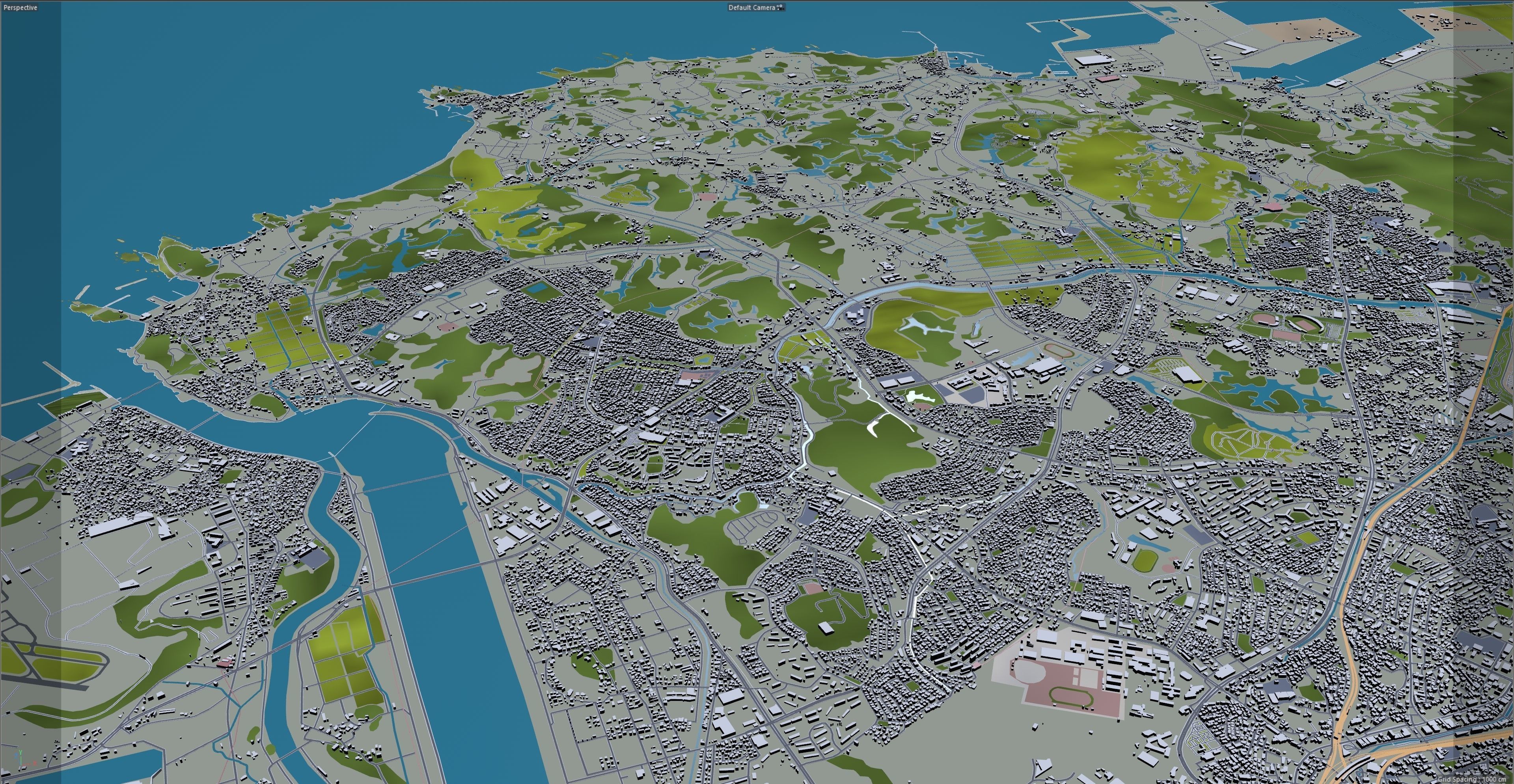 Kitakyushu Japan 50km Low-poly 3D model_23