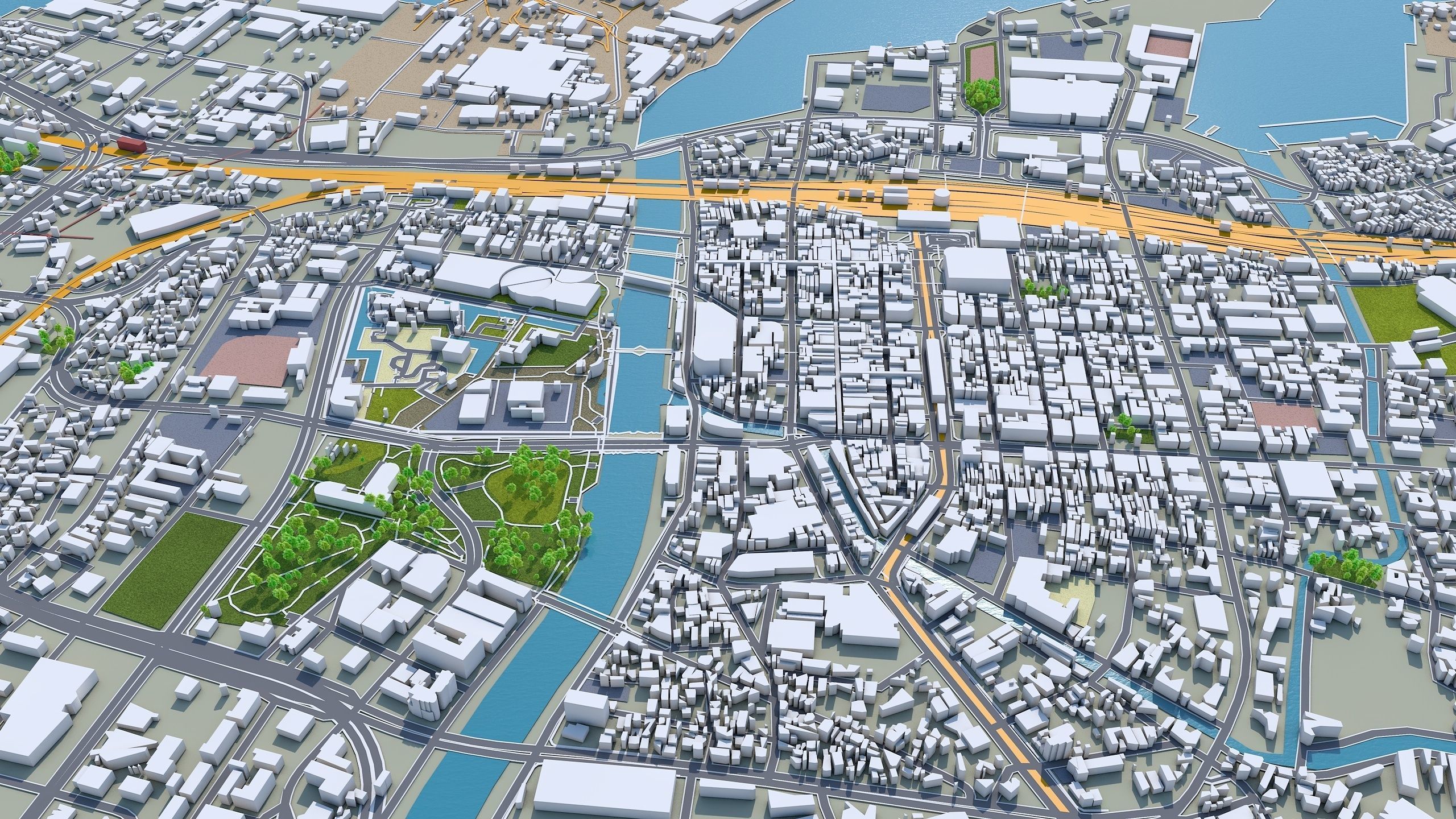 Kitakyushu Japan 50km Low-poly 3D model_1