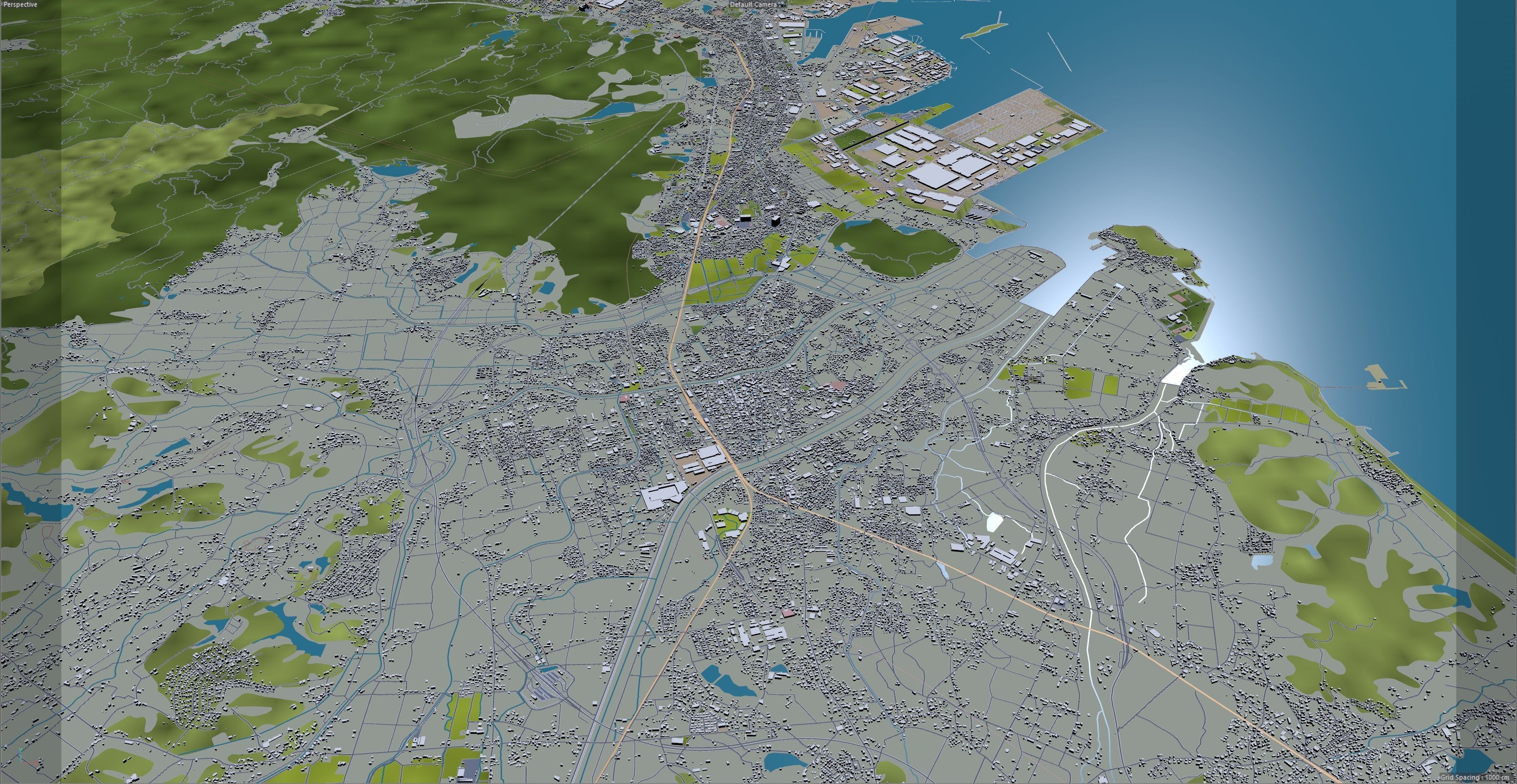 Kitakyushu Japan 50km Low-poly 3D model_28