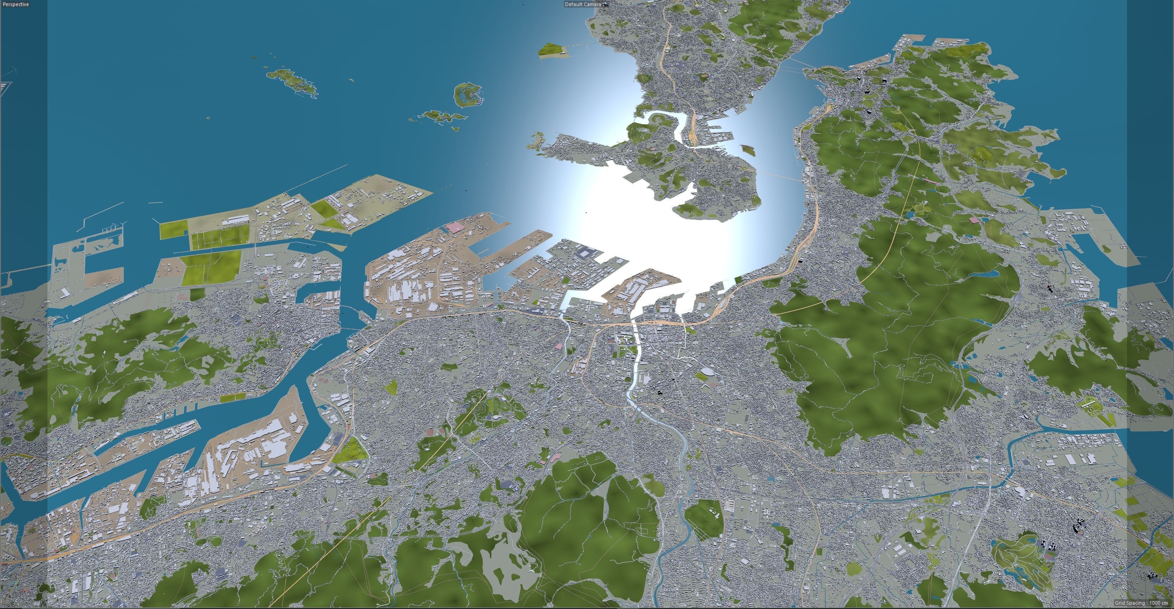 Kitakyushu Japan 50km Low-poly 3D model_17