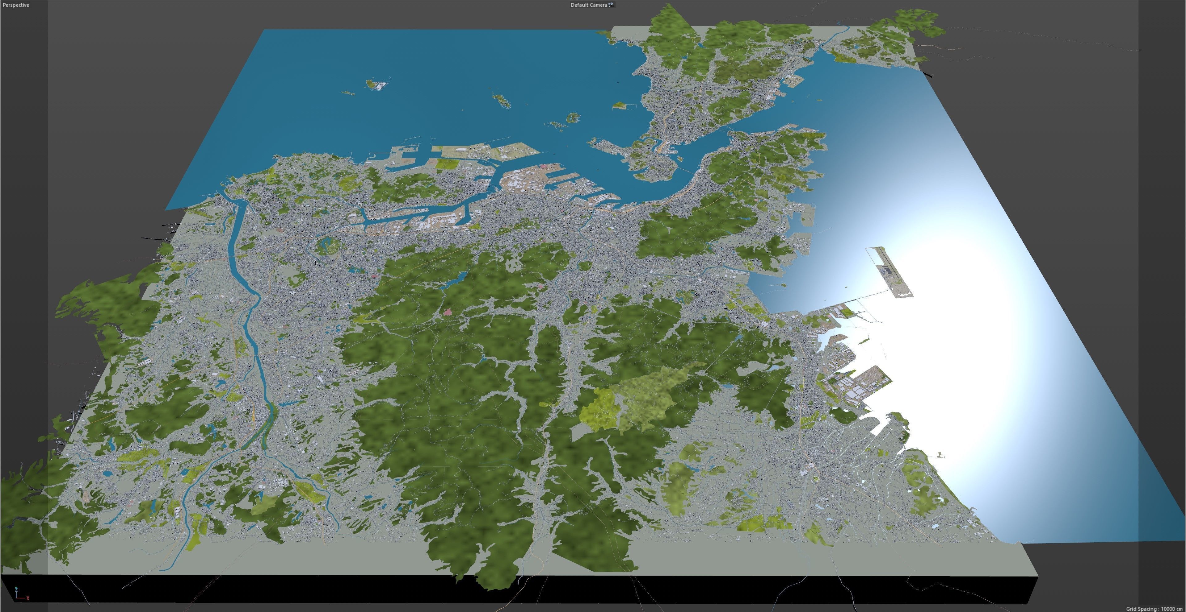 Kitakyushu Japan 50km Low-poly 3D model_18