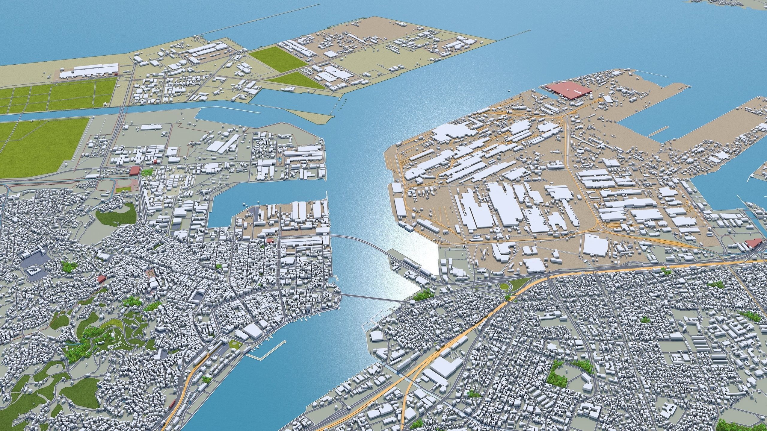 Kitakyushu Japan 50km Low-poly 3D model_6