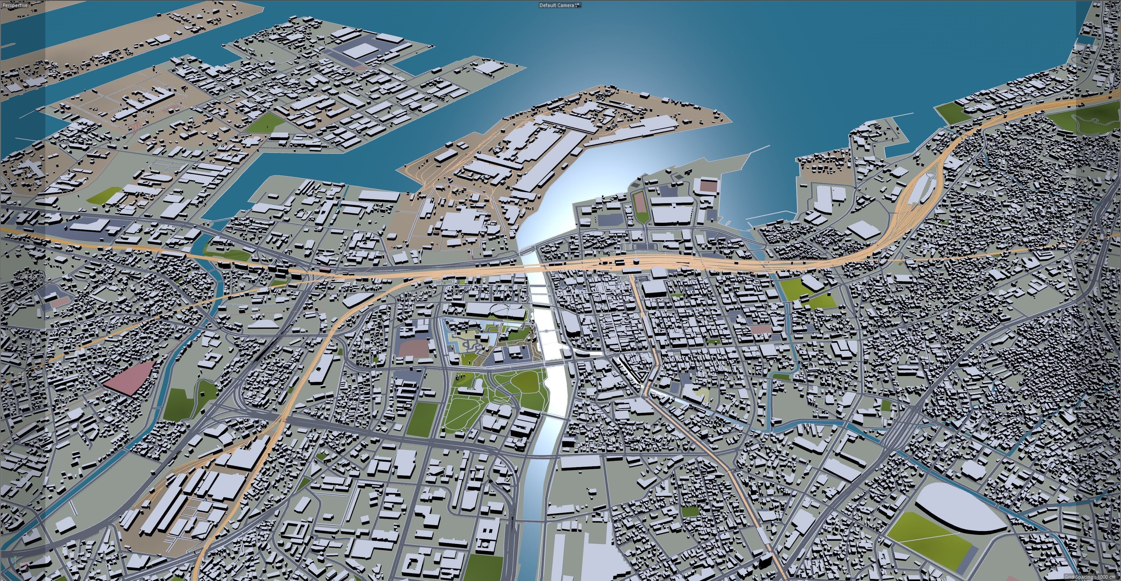 Kitakyushu Japan 50km Low-poly 3D model_14