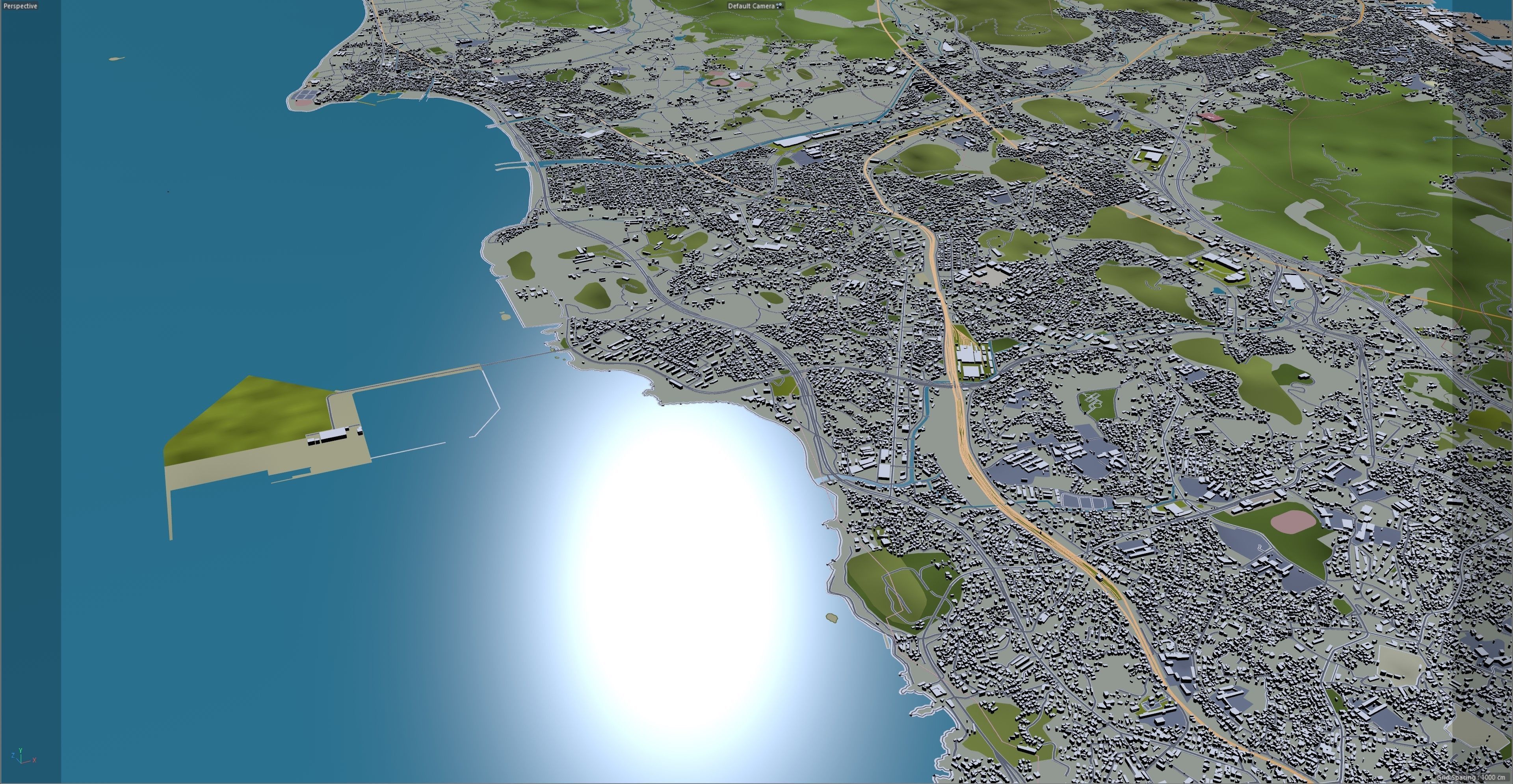 Kitakyushu Japan 50km Low-poly 3D model_29