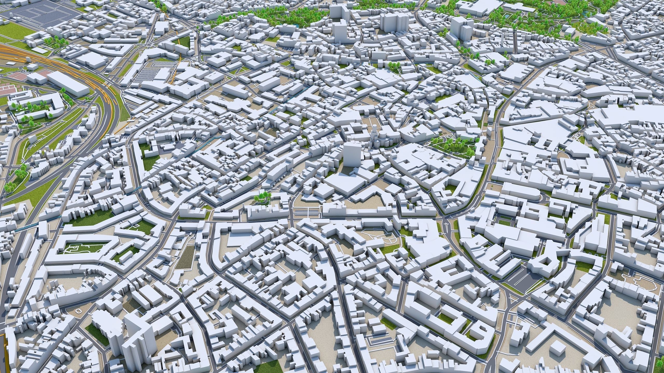 Aachen City in Germany 30km Low-poly 3D model_1