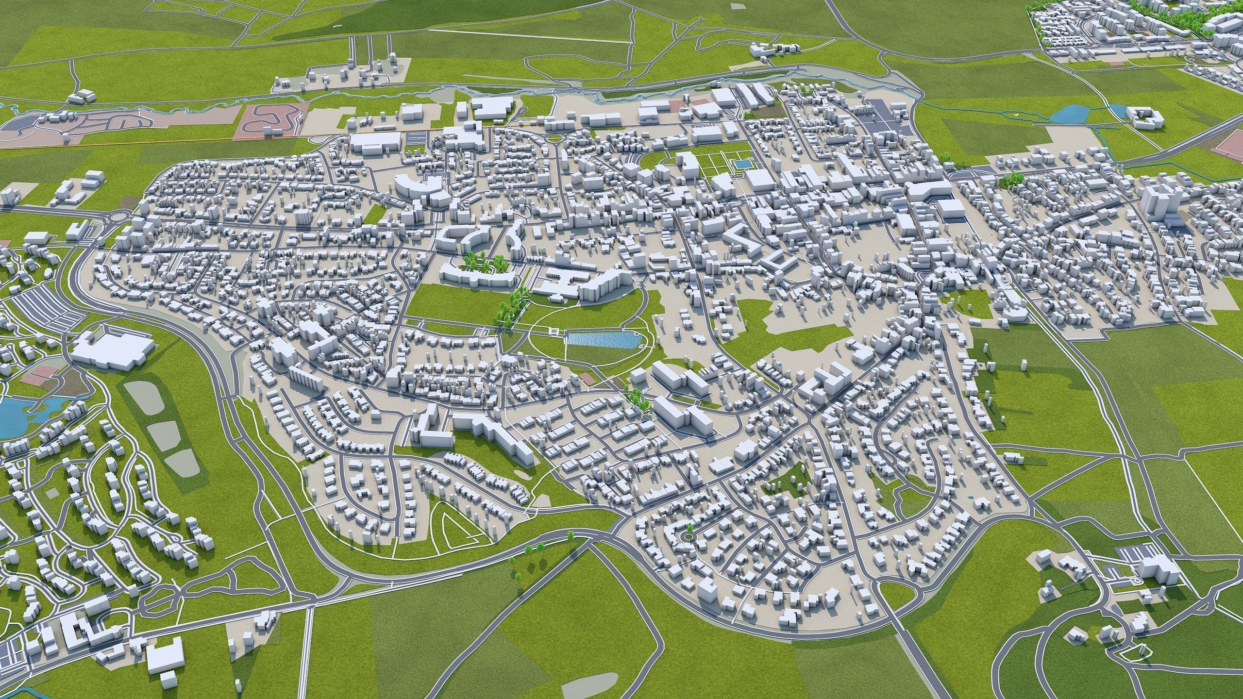 Aachen City in Germany 30km Low-poly 3D model_9