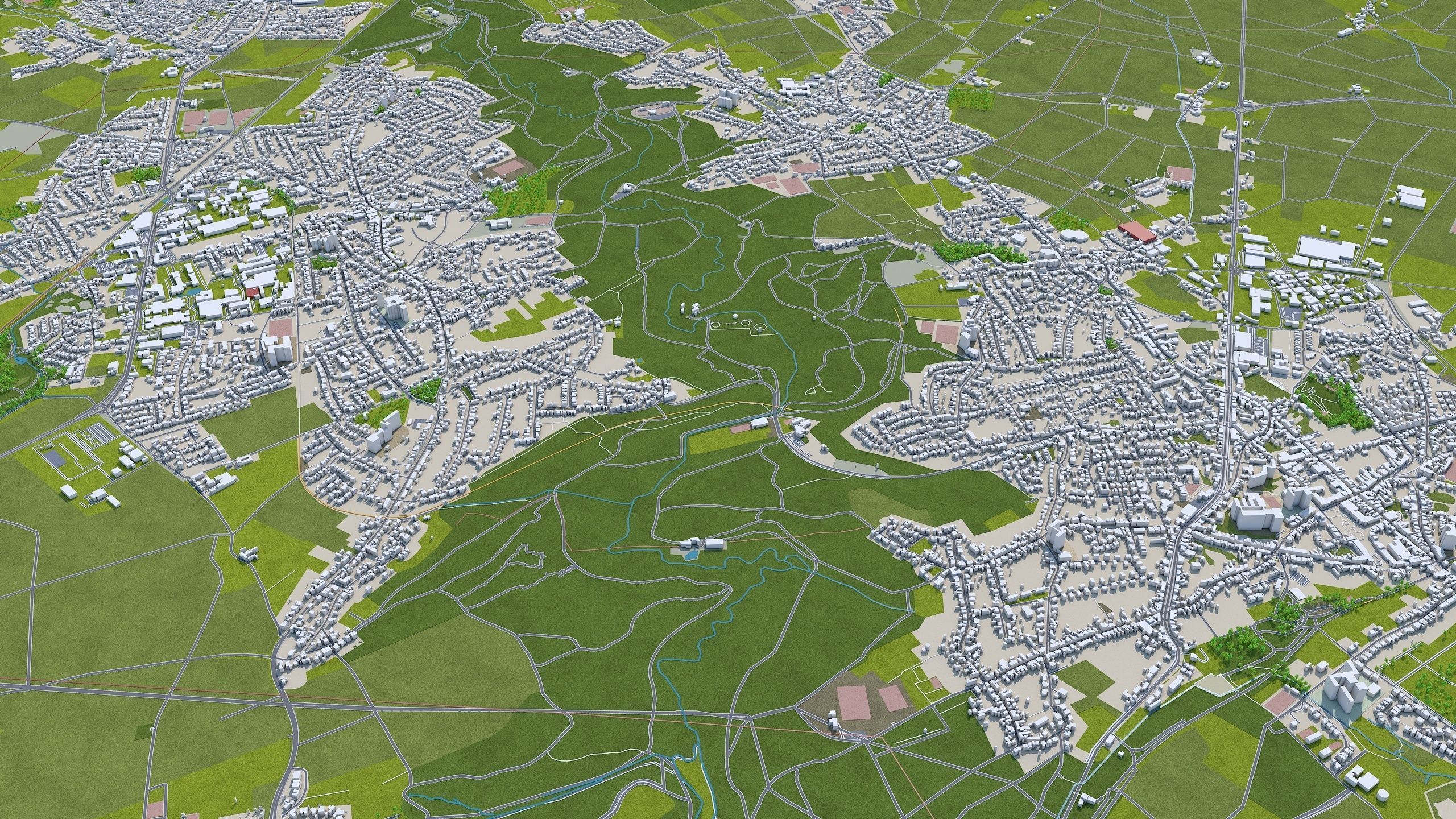 Aachen City in Germany 30km Low-poly 3D model_4