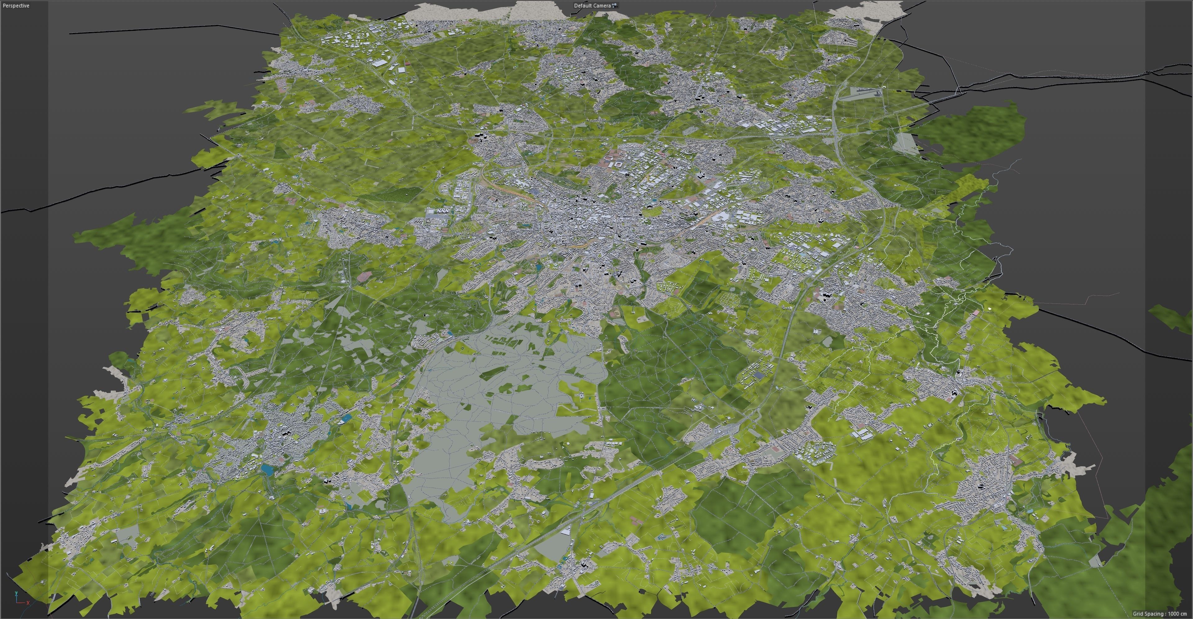 Aachen City in Germany 30km Low-poly 3D model_13