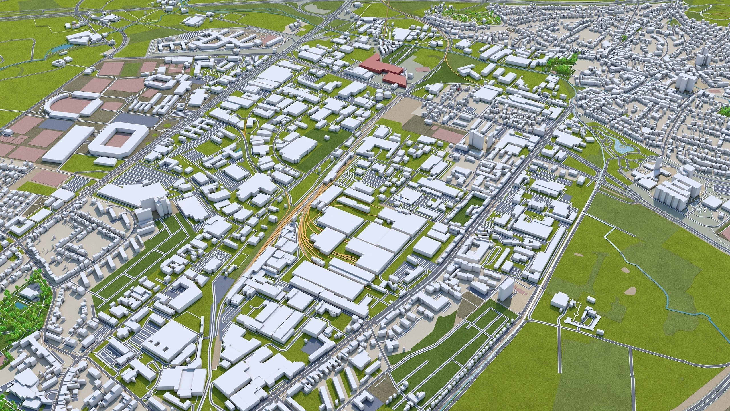 Aachen City in Germany 30km Low-poly 3D model_5